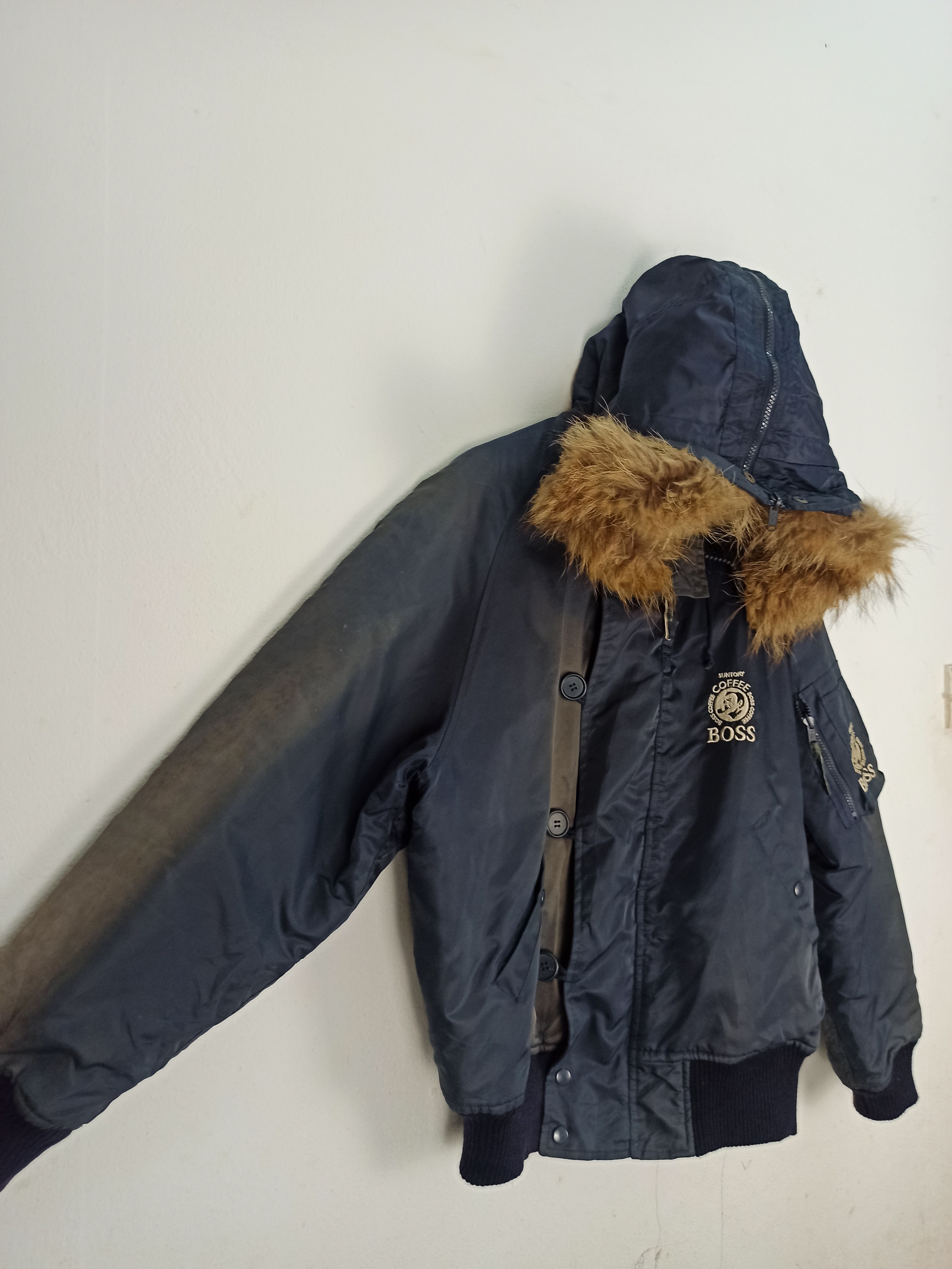 If Six Was Nine Vtg SUN FADED Suntory Boss Coffee Bombers Jacket Hoodie Fur Size US L / EU 52-54 / 3 - 2 Thumbnail
