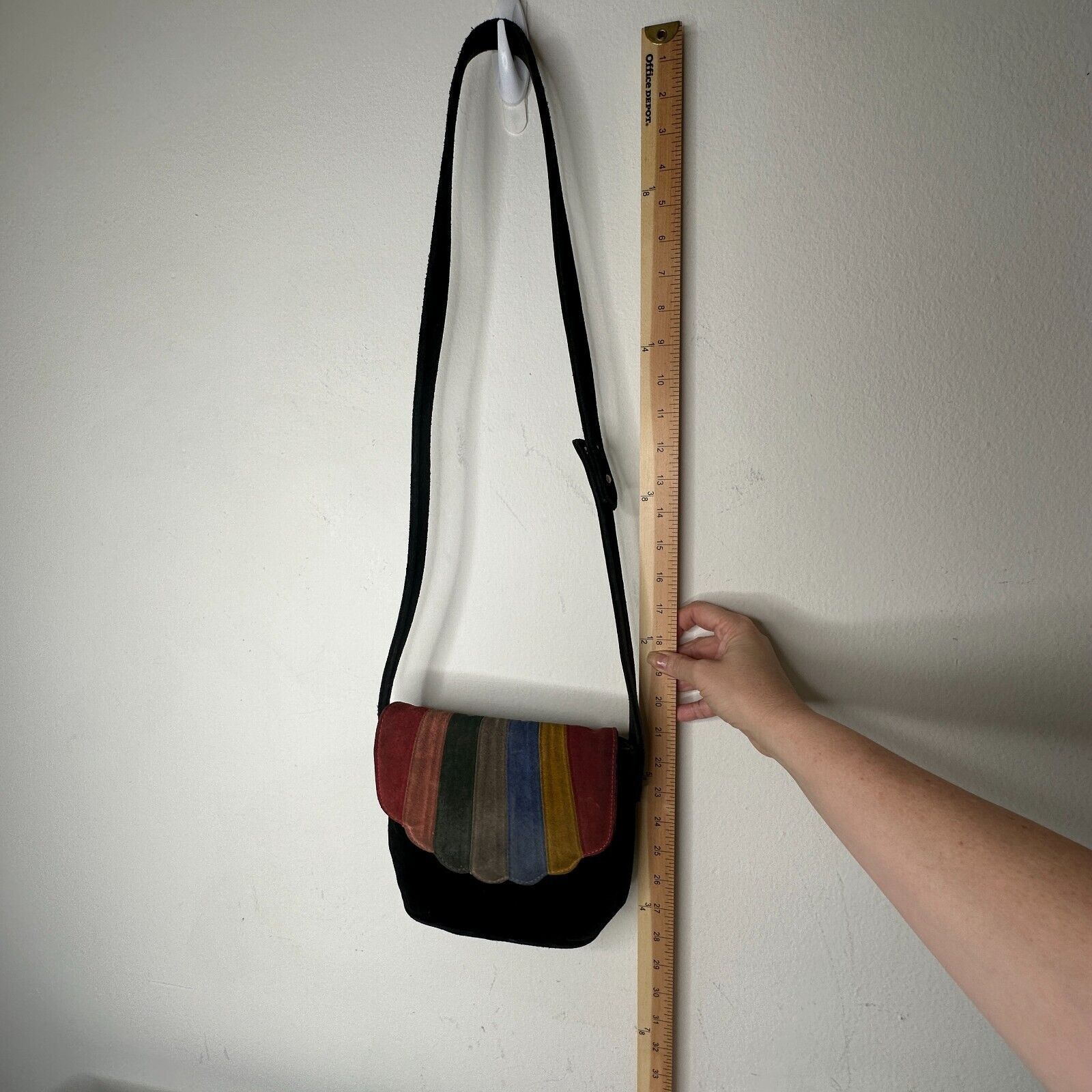 Other Cab Blanche Shell Black Suede RainbowFold Crossbody Purse Size ONE SIZE - 14 Thumbnail