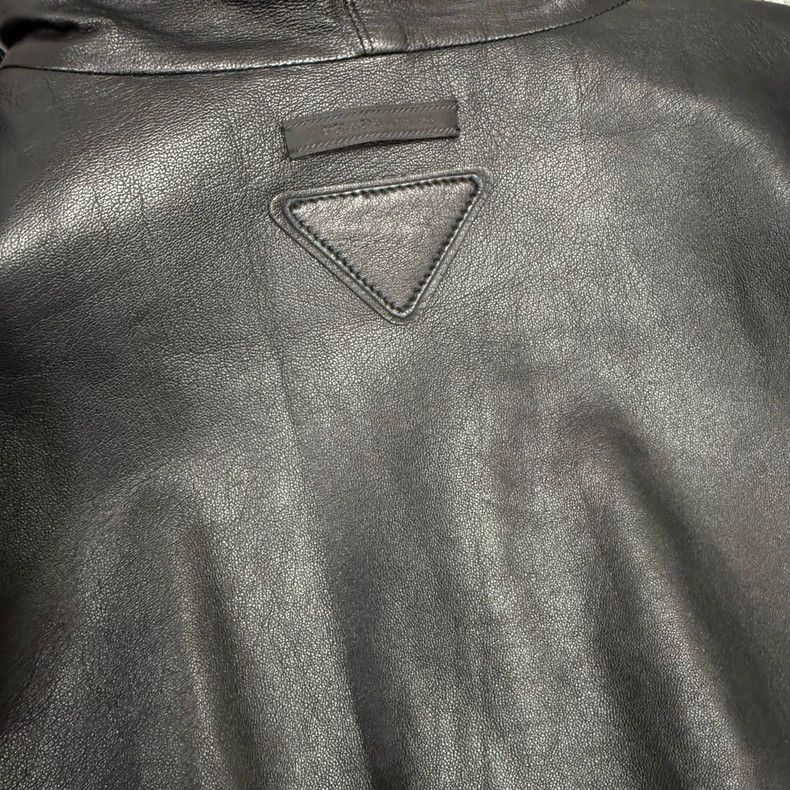 Prada Prada Black Lambskin Triangle Logo Trench Coat - dmc Size US M / EU 48-50 / 2 - 1 Thumbnail