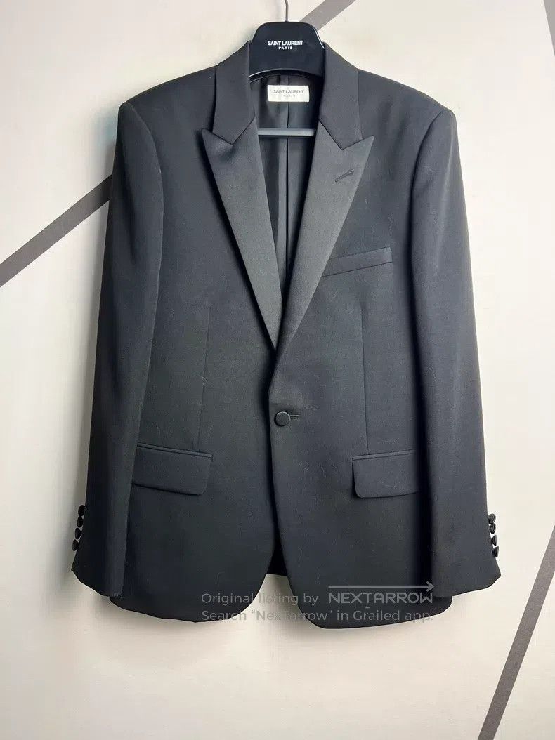 Saint Laurent Paris Saint Laurent Paris Satin Notched Lapel Wool Smoking Jacke Size US M / EU 48-50 / 2 - 1 Thumbnail