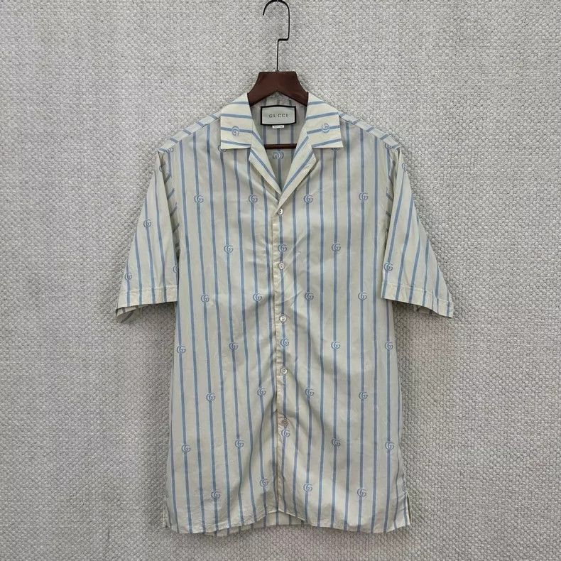 Gucci Gucci Striped Embroidered Logo Short Sleeve Shirt - dmc Size US L / EU 52-54 / 3 - 1 Thumbnail