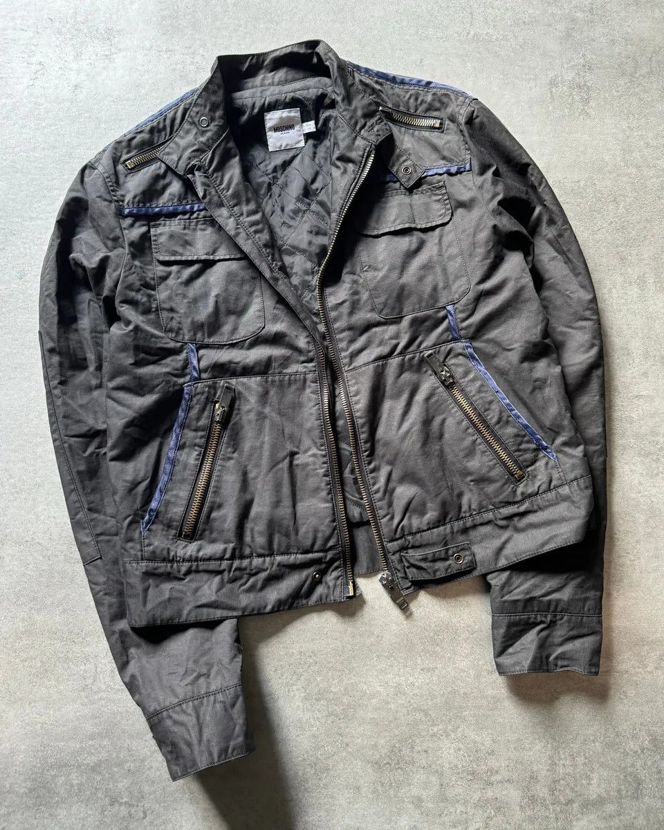 2000s Moschino Black Light Racing Utility Jacket