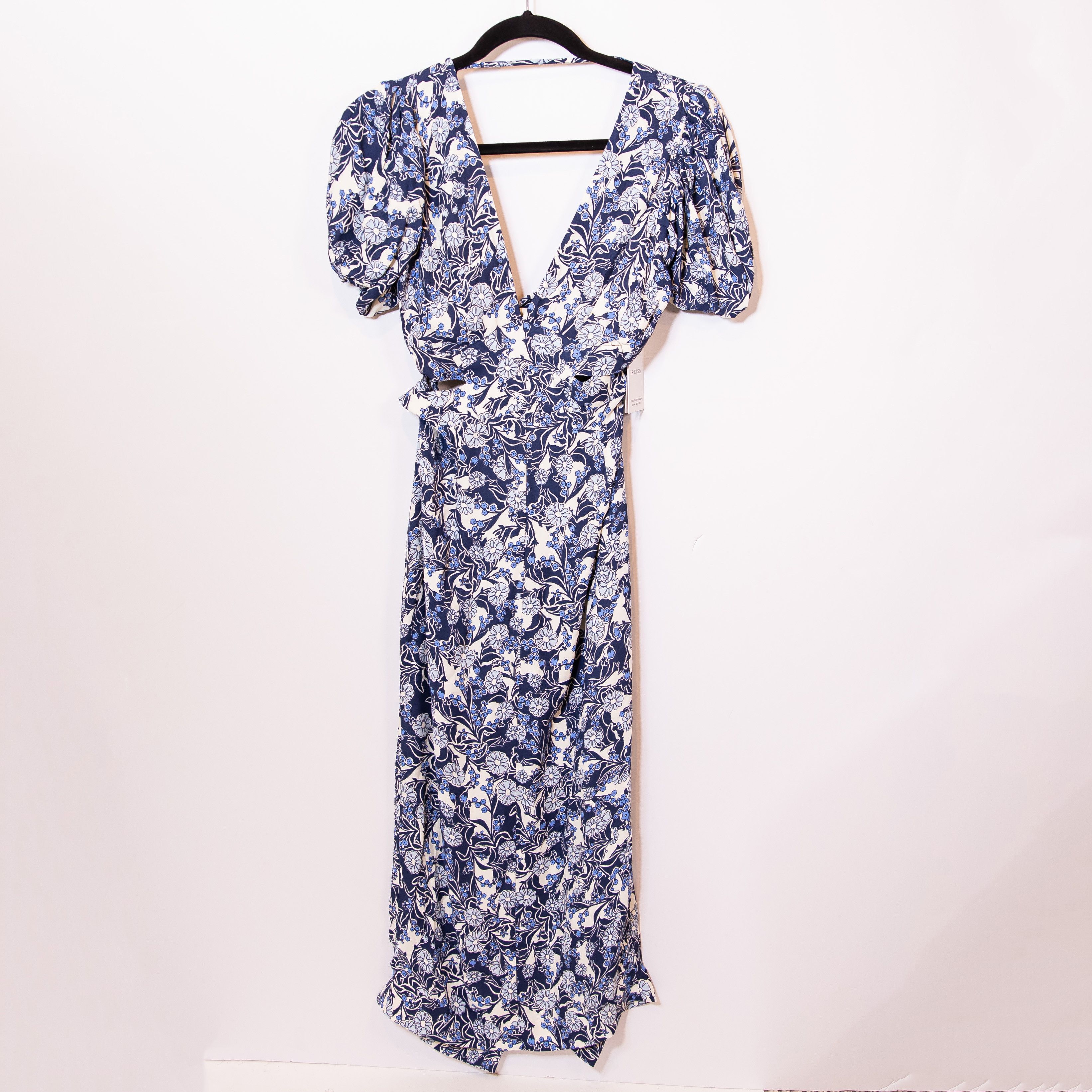 Reiss NEW Reiss Jennah Blue White Print Pattern Chiffon Size XS / US 0-2 / IT 36-38 - 1 Thumbnail