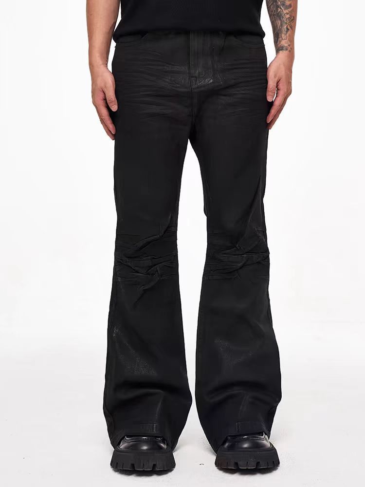 Japanese Brand × Jean High street style coated micro flare jeans Size US 32 / EU 48 - 4 Thumbnail