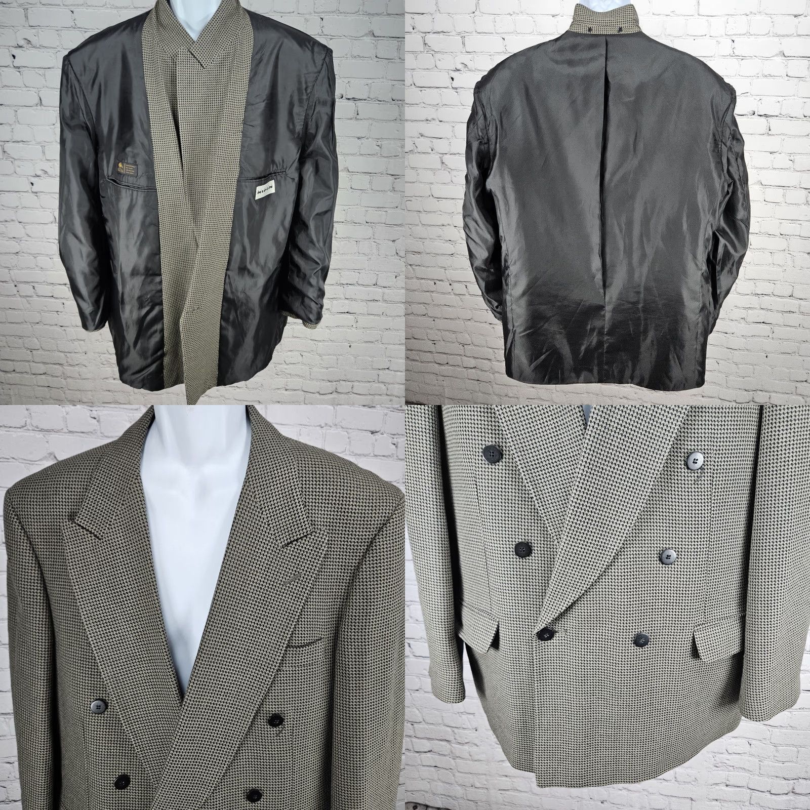 Albert Nipon Albert Nipon Brown Black 100% Wool Double Breasted Peak Blazer Sport Coat 42R Mens Jacket Shirt? Size 42R - 8 Thumbnail