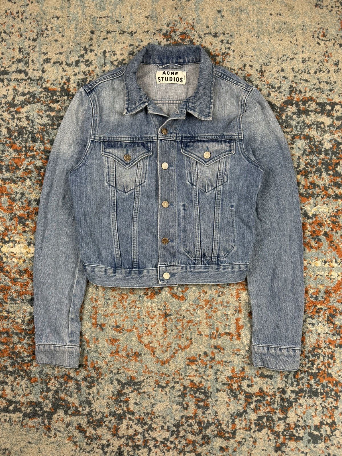Vintage 00s Acne Studios Tag Light cropped denim jacket