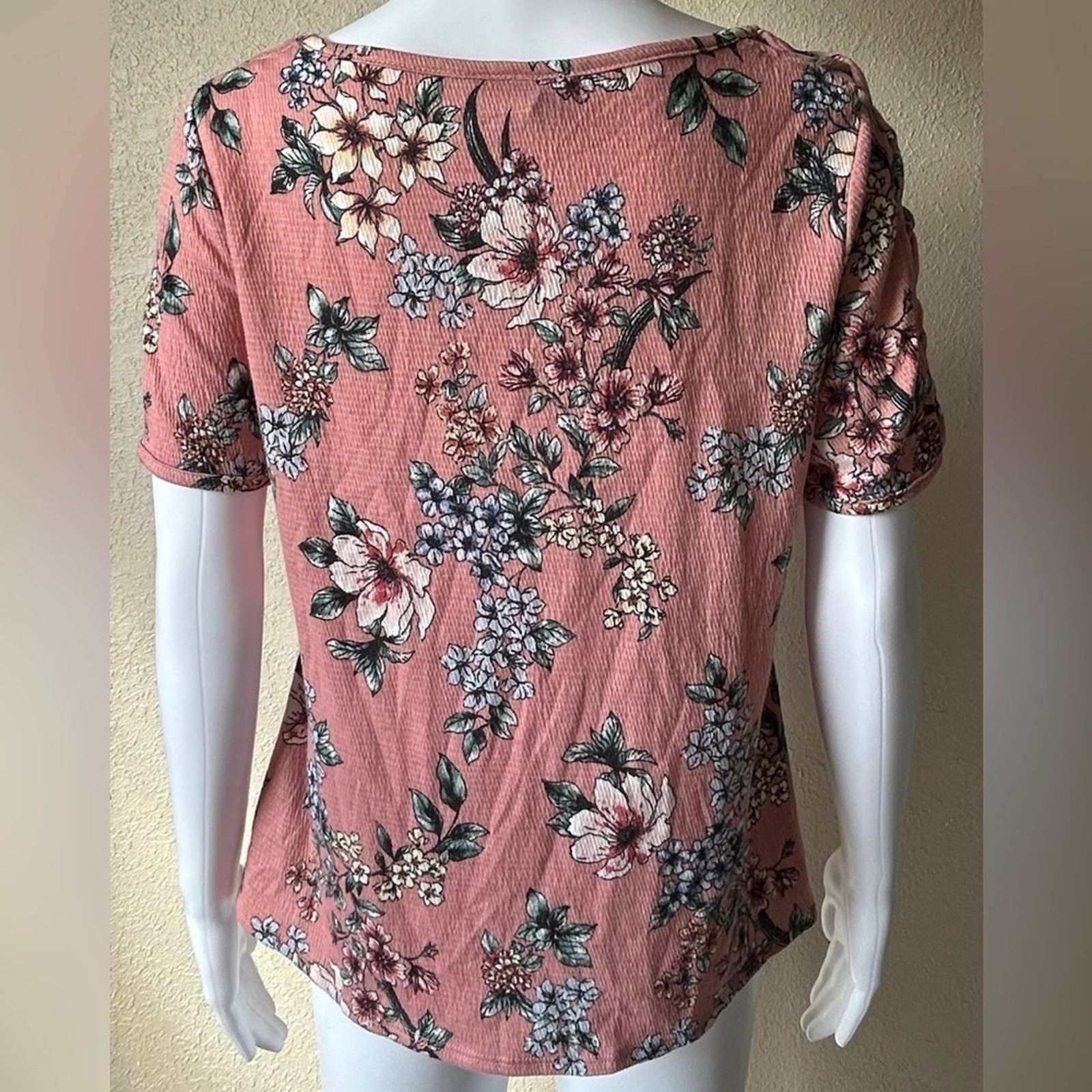Other Iz Byer | Floral Knotted Tie Short Sleeve Blouse | Large Size L / US 10 / IT 46 - 2 Thumbnail