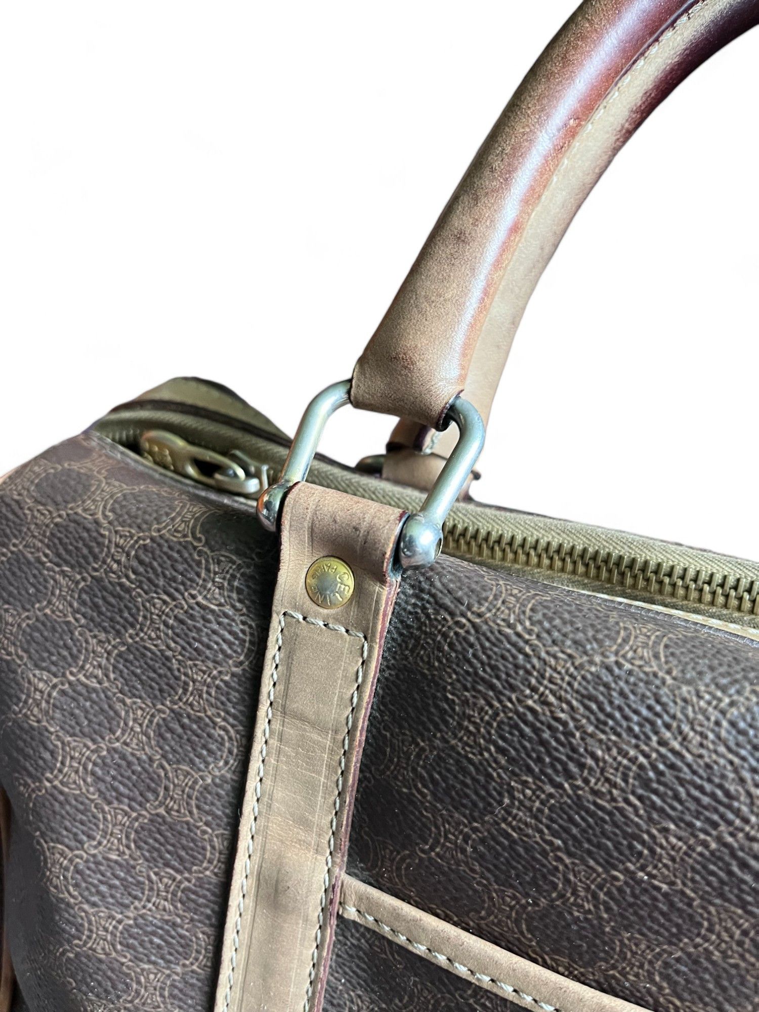 Celine Celine - Mini Boston Handbag Brown Beige Leather Monogram Size ONE SIZE - 4 Thumbnail