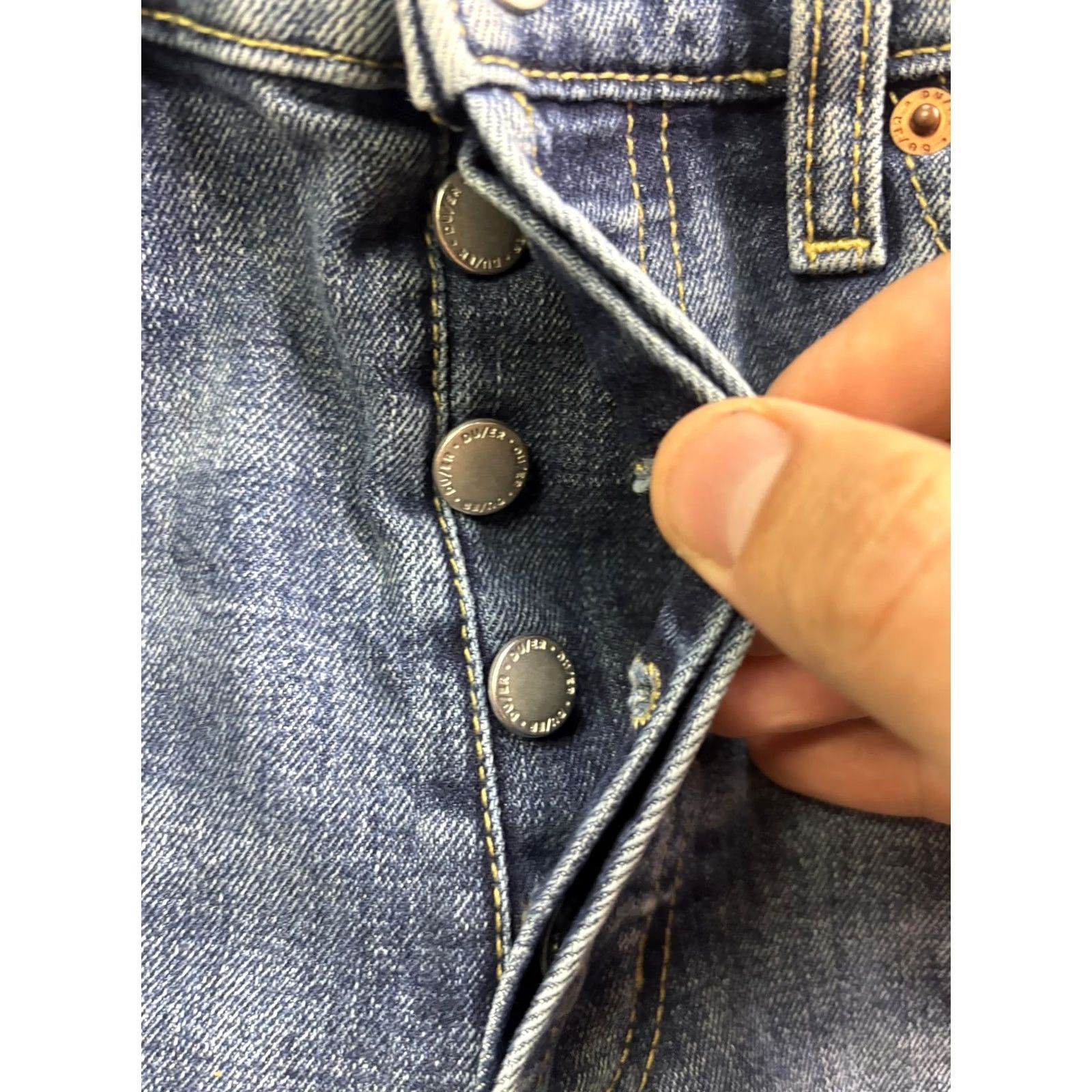 Vintage DU/ER Denim Shorts Womens 27 Blue High Rise Button Fly Cut-Off Raw Hem Stretch 5-Pocket Summer Casual Boys Girls Mens Womens Size 27" / US 4 / IT 40 - 3 Thumbnail