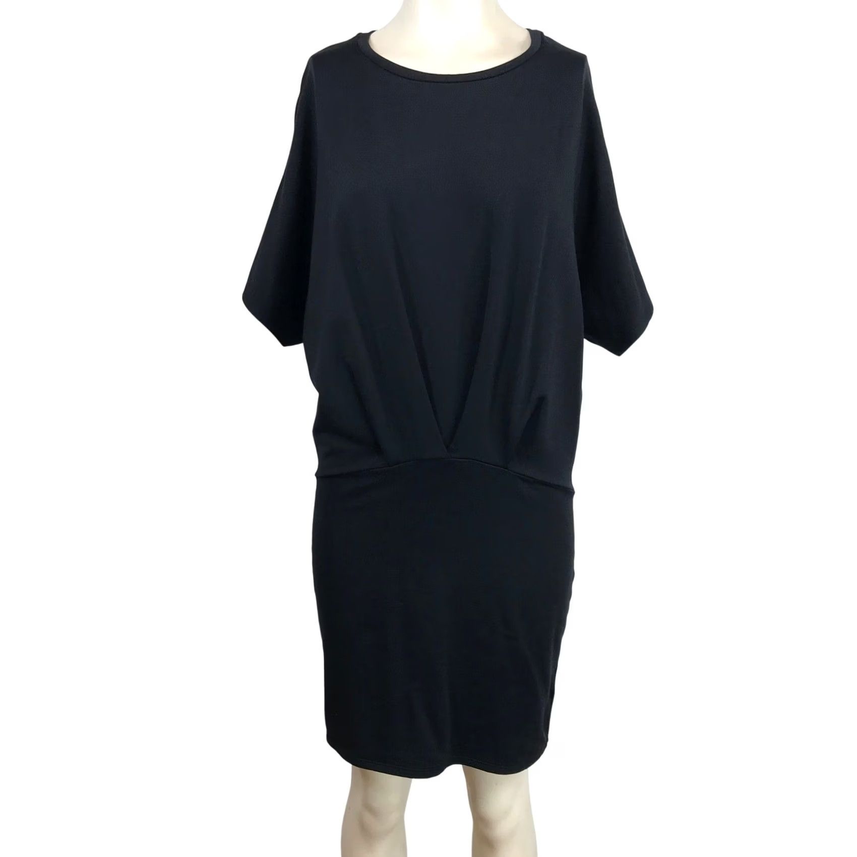 Athleta Athleta Dress Shirt Womens Black Short Sleeve Draped Pleated Front Blouson Crew Neck Size S Size 28" / US 6 / IT 42 - 2 Thumbnail