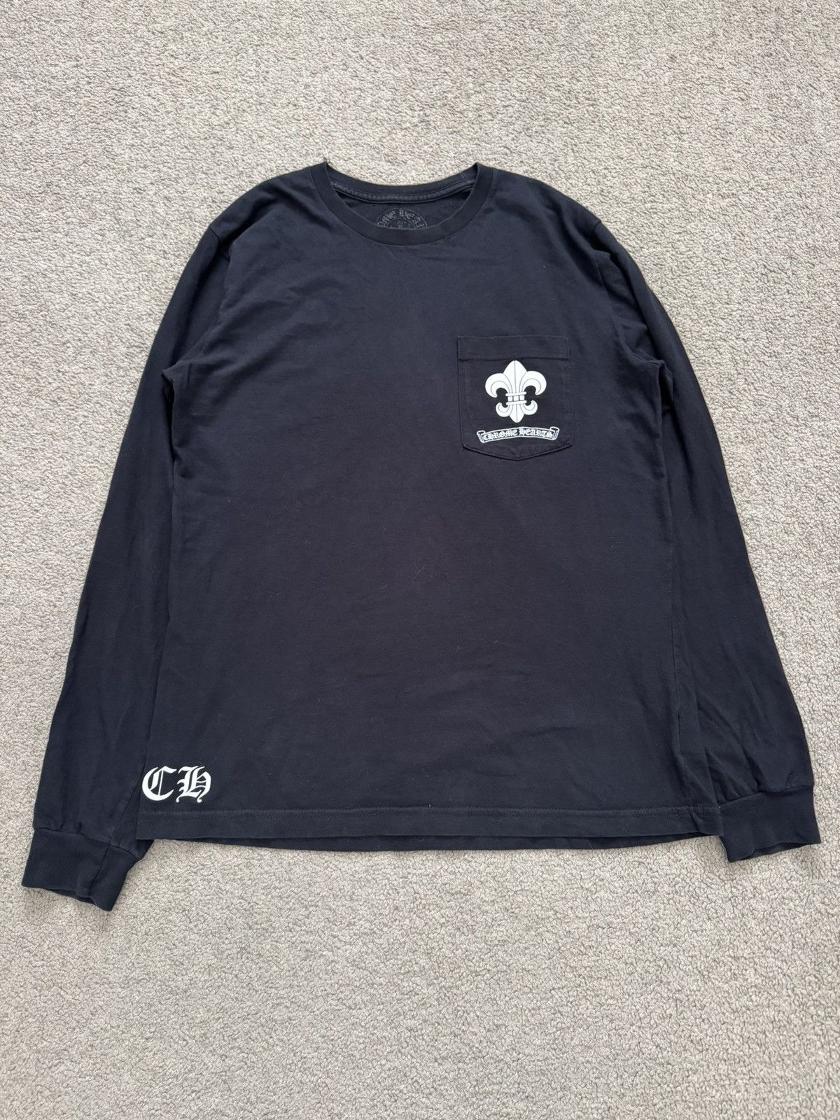 トップス VINTAGE CHROME HEARTS long sleeve shirt Chrome Hearts × Vintage Vintage Chrome Hearts Scroll Logo Long