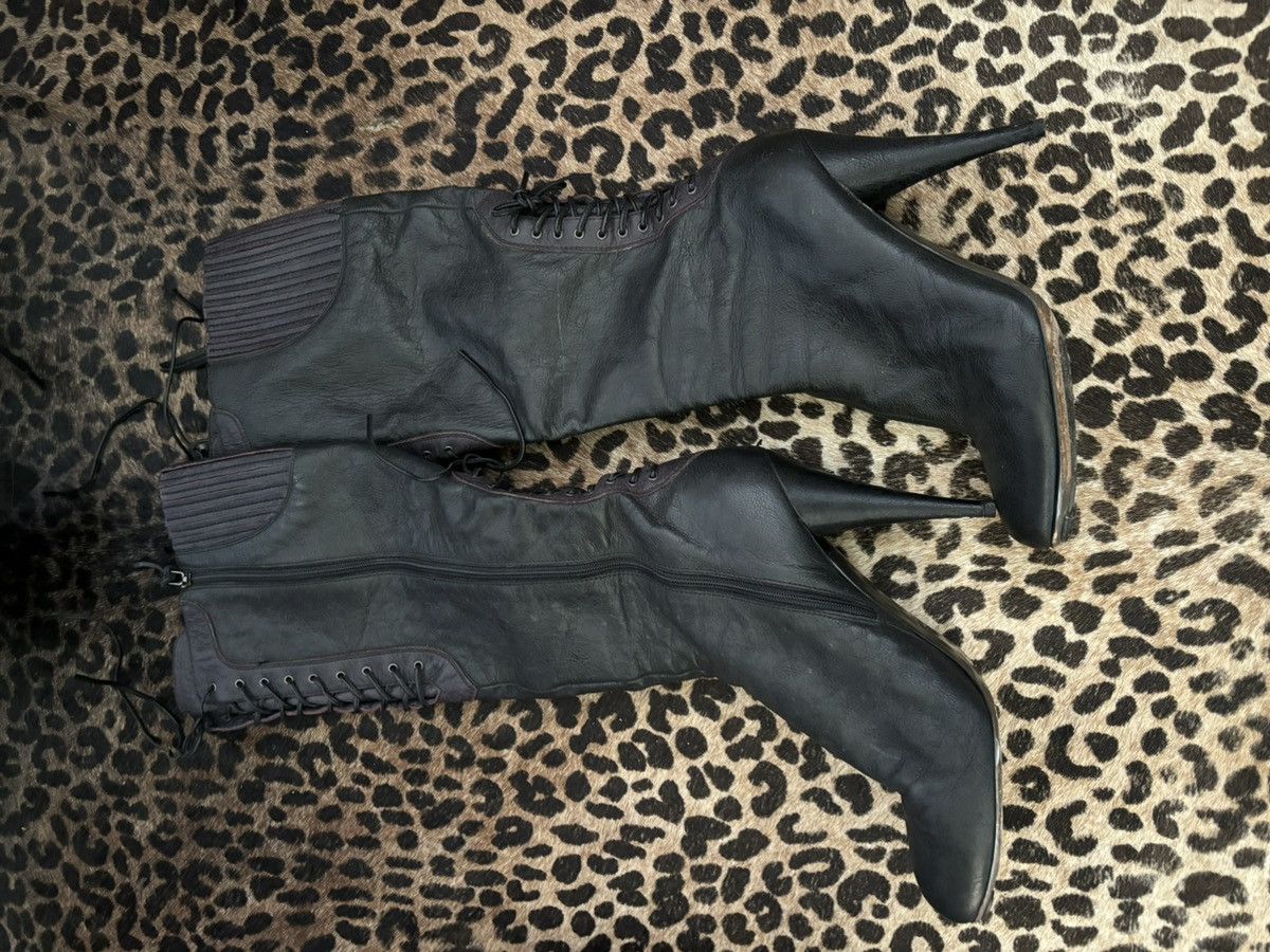 Miu Miu Thigh high miu miu high heel laced leather boots Size US 10 / IT 40 - 1 Thumbnail
