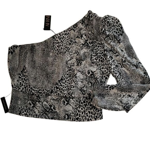 Other Retro AFRM Stryker 1 Shoulder Crop Top Animal Black Women's Size L / US 10 / IT 46 - 1 Thumbnail