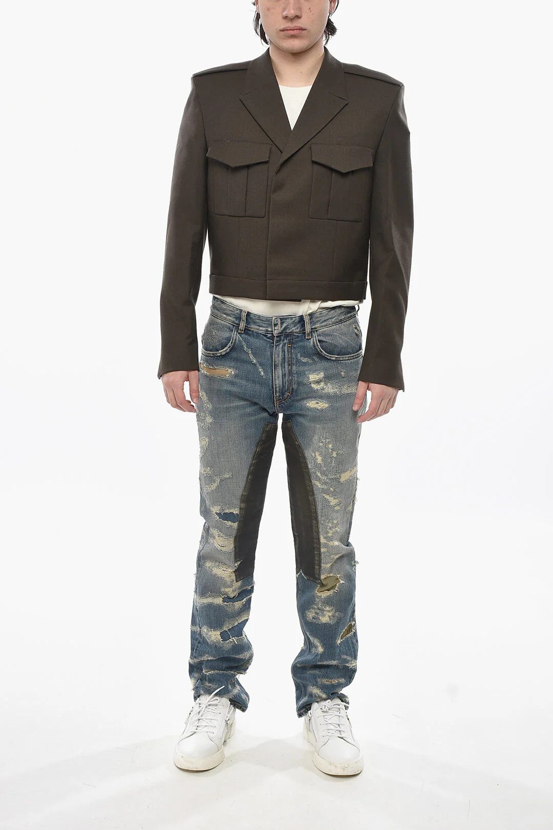 Givenchy og1mm0326 Wool Twill Cropped-Fit Double-Breasted Blazer Size US M / EU 48-50 / 2 - 4 Thumbnail