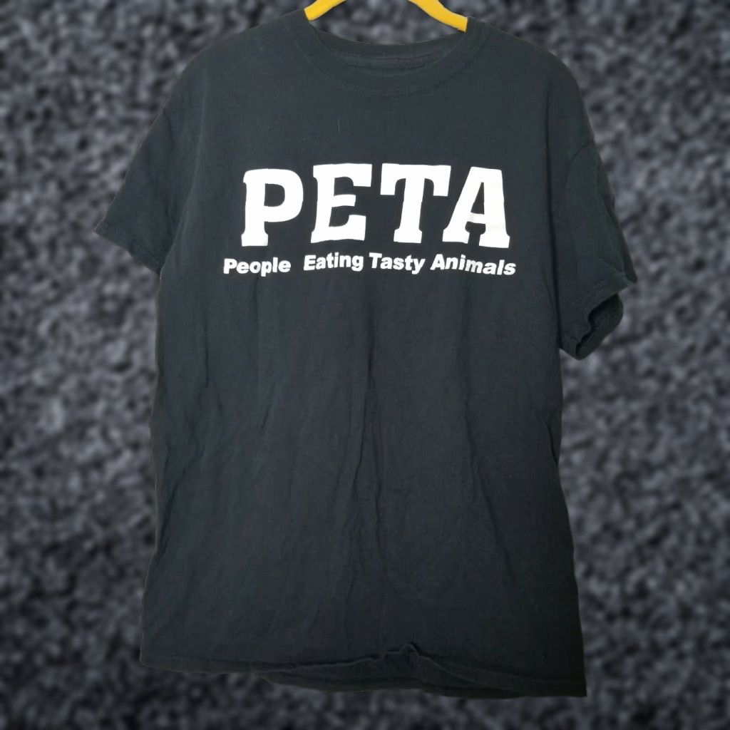 Vintage Mens Large PETA People Eating Tasty Animals Graphic Tee Black Funny T-Shirt Mens Size US L / EU 52-54 / 3 - 1 Thumbnail