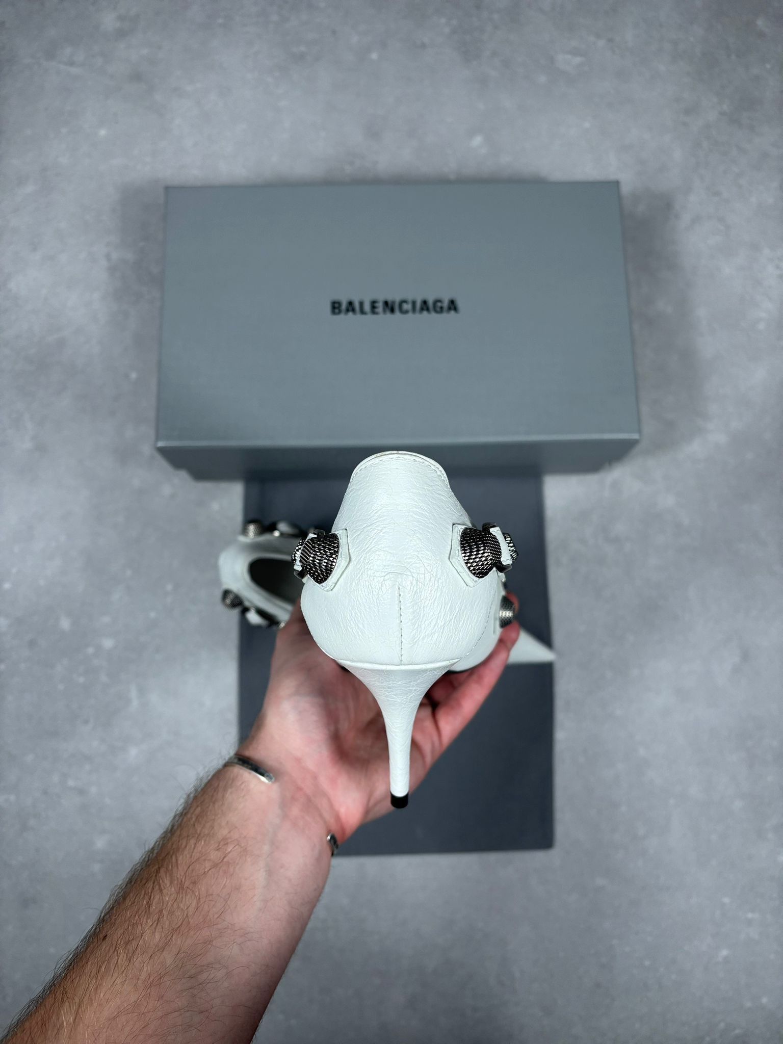 Balenciaga Balenciaga Cagole Pump H90 Arena White Aged Nickel US 8 Size US 8 / IT 38 - 9 Thumbnail