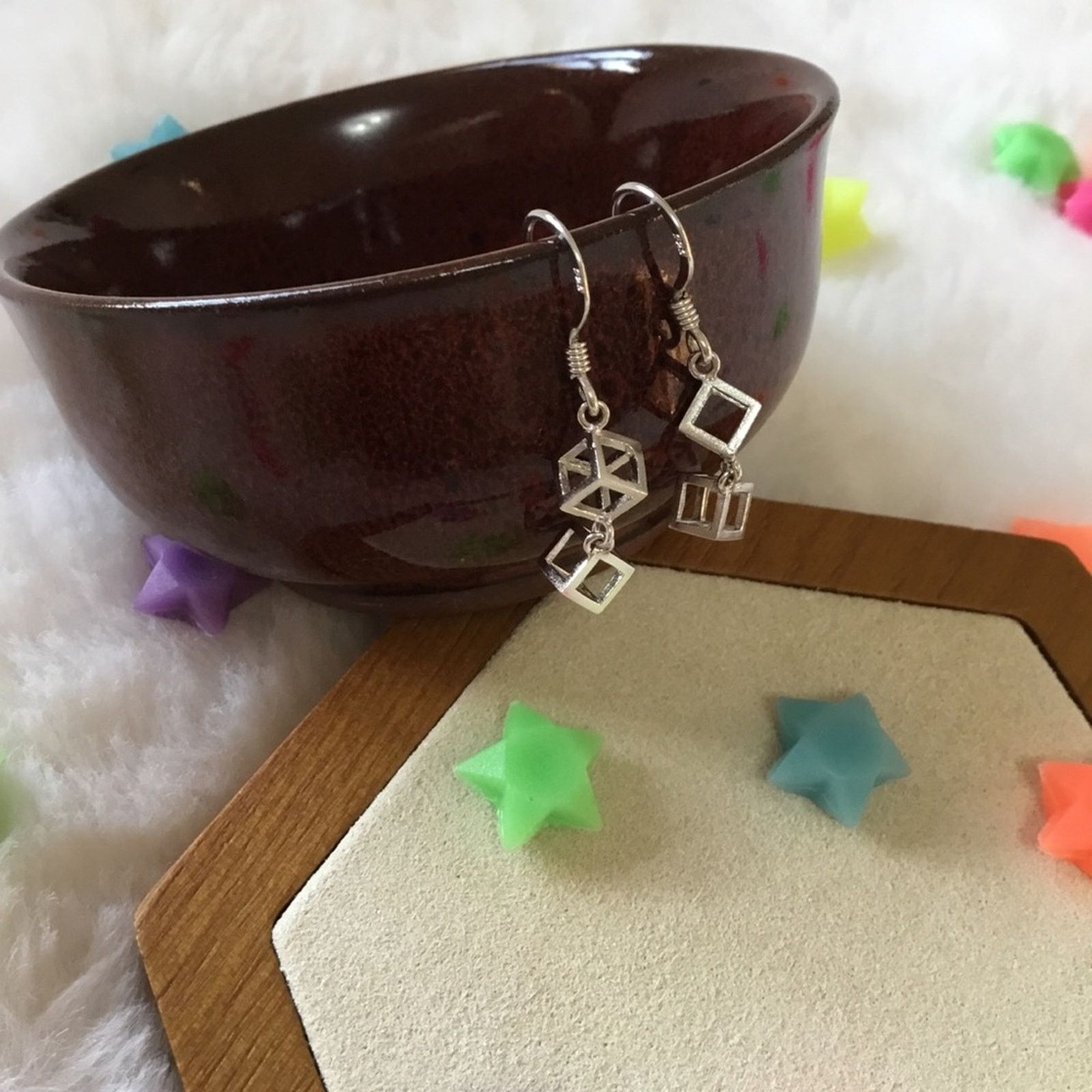 Other Silver Classic Mini Cube Drop Earrings Size ONE SIZE - 5 Thumbnail
