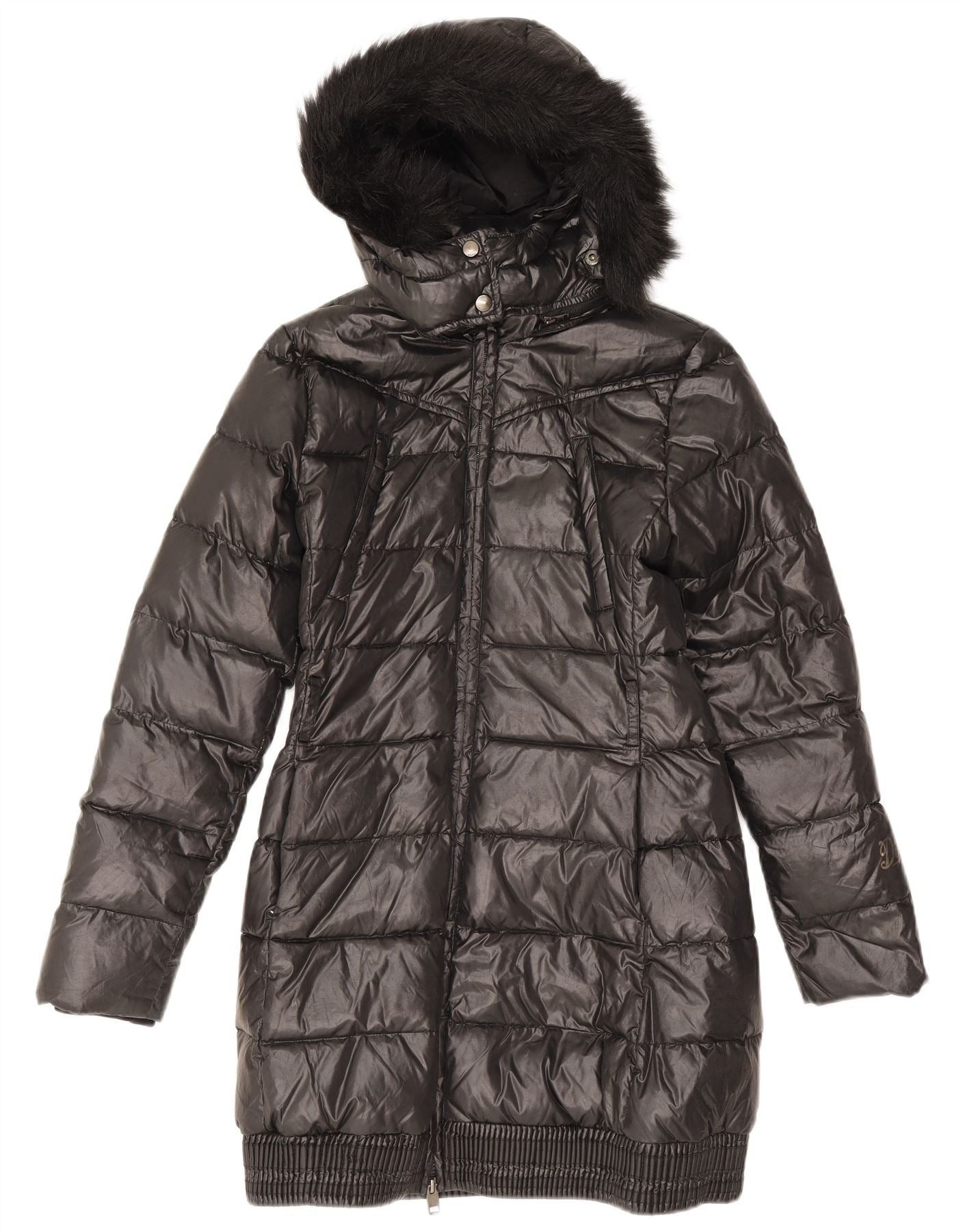 Diesel Girls Hooded Padded Coat 13-14 Years Black Polyester Size L / US 10 / IT 46 - 1 Thumbnail