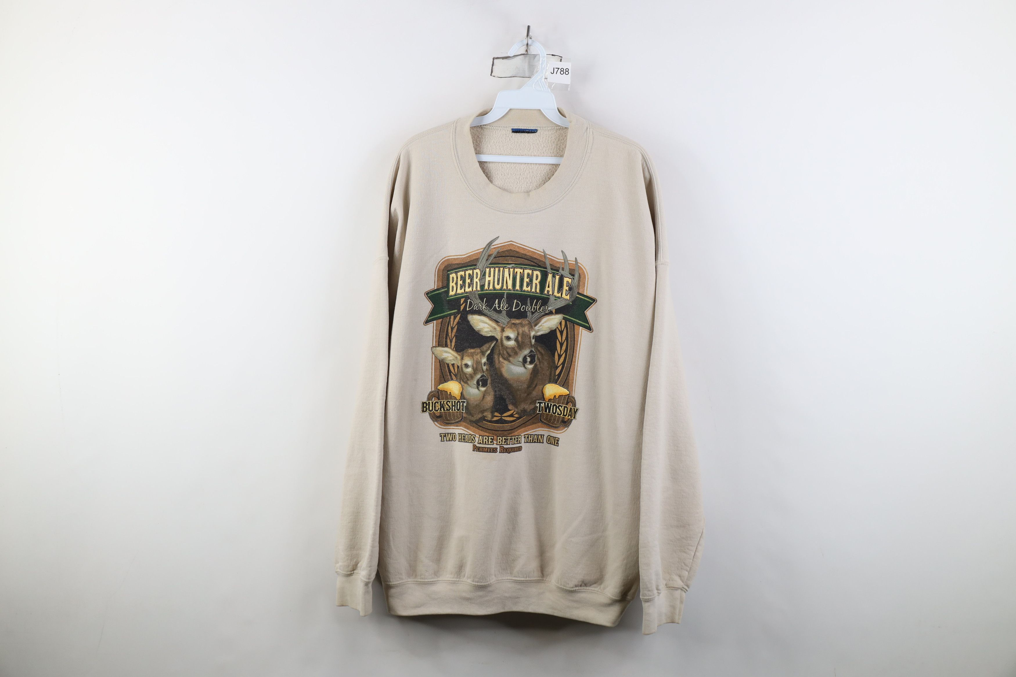 Vintage Vintage 90s Streetwear Beer Hunter Ale Buck Deer Sweatshirt Size US XXL / EU 58 / 5 - 1 Thumbnail