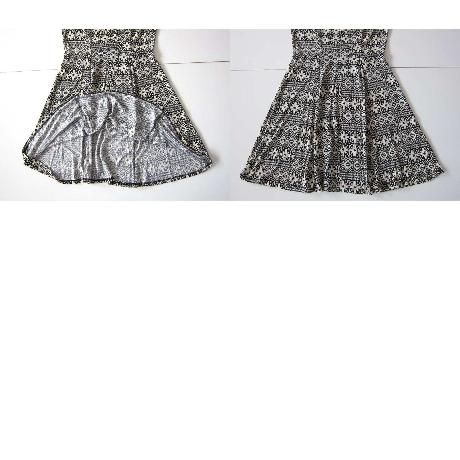 Vintage Monteau Black Ivory Batik Stretch V-Neck Short Sleeve Empire Dress Women Large Size 36" / US 14 / IT 50 - 8 Thumbnail