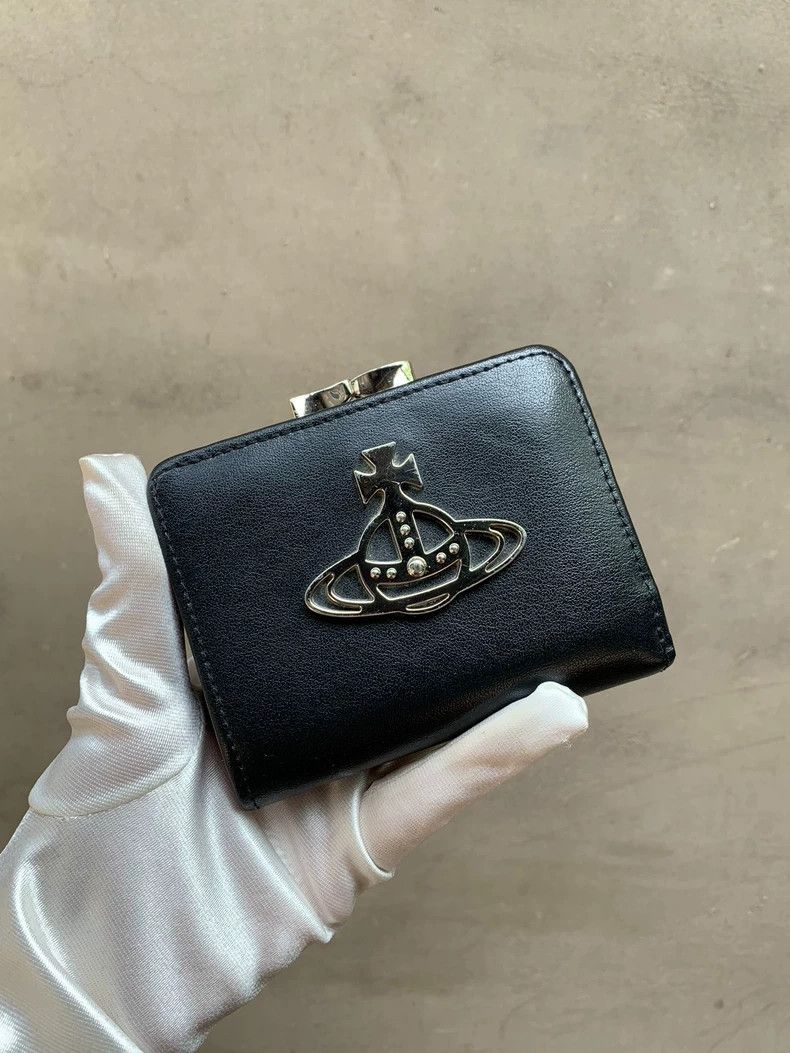 Vivienne Westwood Black and silver leather short wallet
