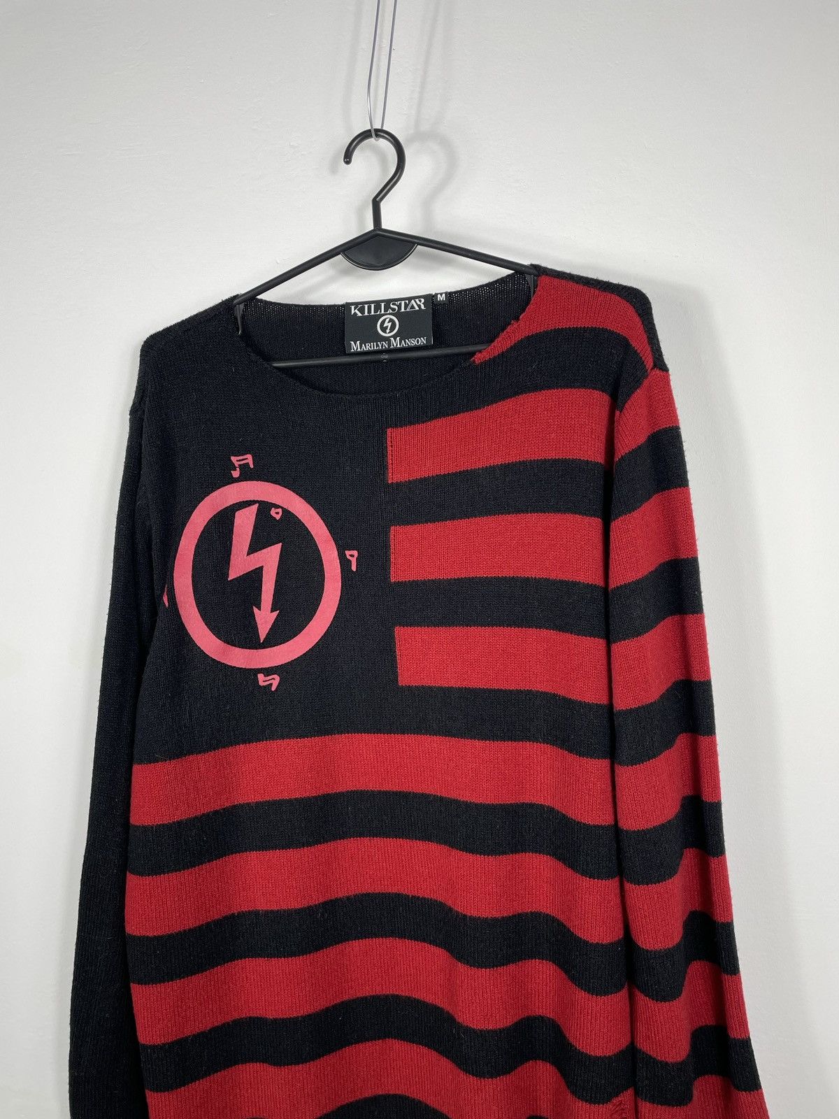 Band Tees × Killstar × Marilyn Manson MARLYN MANSON KILLSTAR STRIPED SWEATER FABRIC DISTRESSED Size US M / EU 48-50 / 2 - 5 Thumbnail
