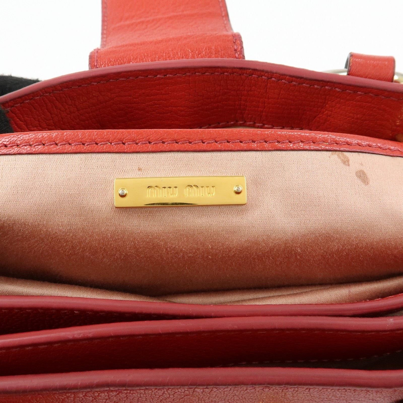 Miu Miu Miu Miu Madras Leather Satchel Red Size ONE SIZE - 8 Thumbnail