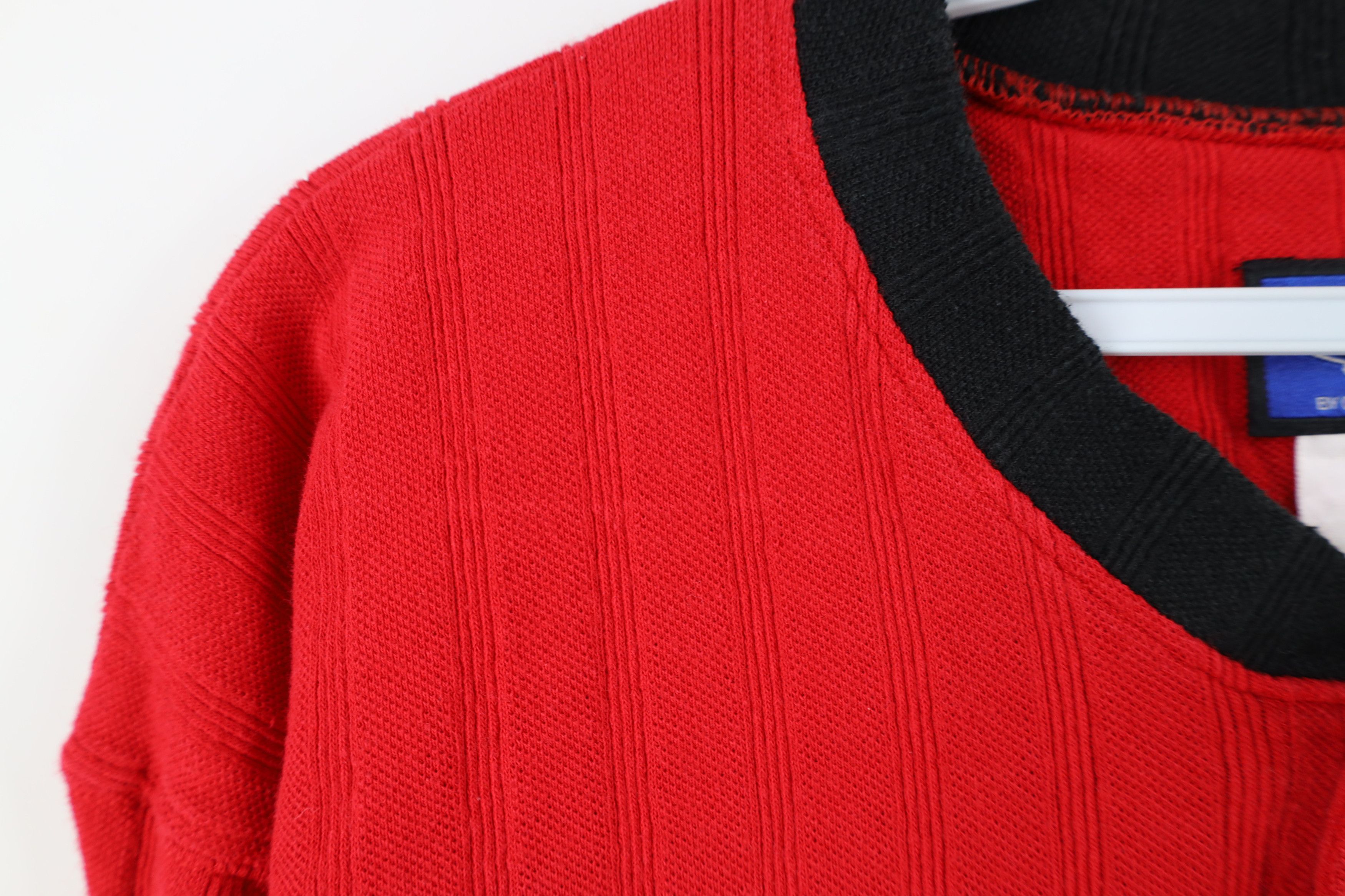 Vintage Vintage 90s Red Wings Hockey Ribbed Knit Henley T-Shirt Red Size US M / EU 48-50 / 2 - 6 Thumbnail