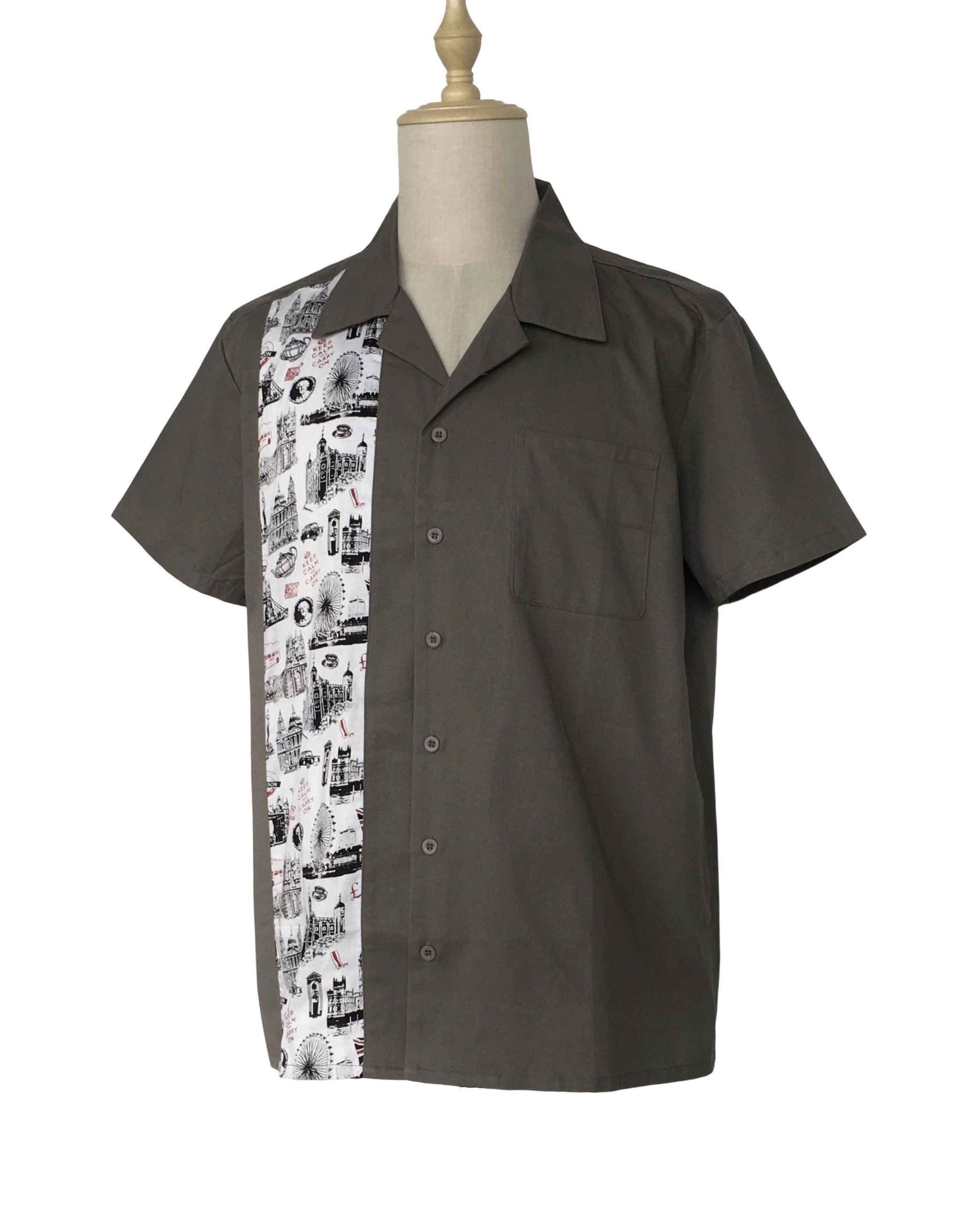 Other Gray Print Men's Shirts Design Vintage Style Size US XXL / EU 58 / 5 - 2 Thumbnail