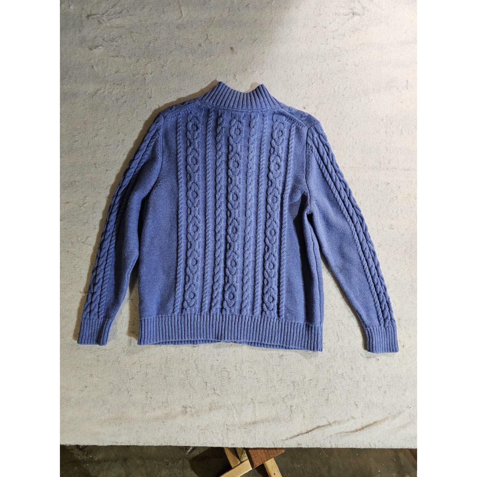 Vintage VINTAGE L.L.Bean Cardigan Sweater Cable Knit Mock Neck Full Zip Womens XL Petite Blue Size XL / US 12-14 / IT 48-50 - 6 Thumbnail