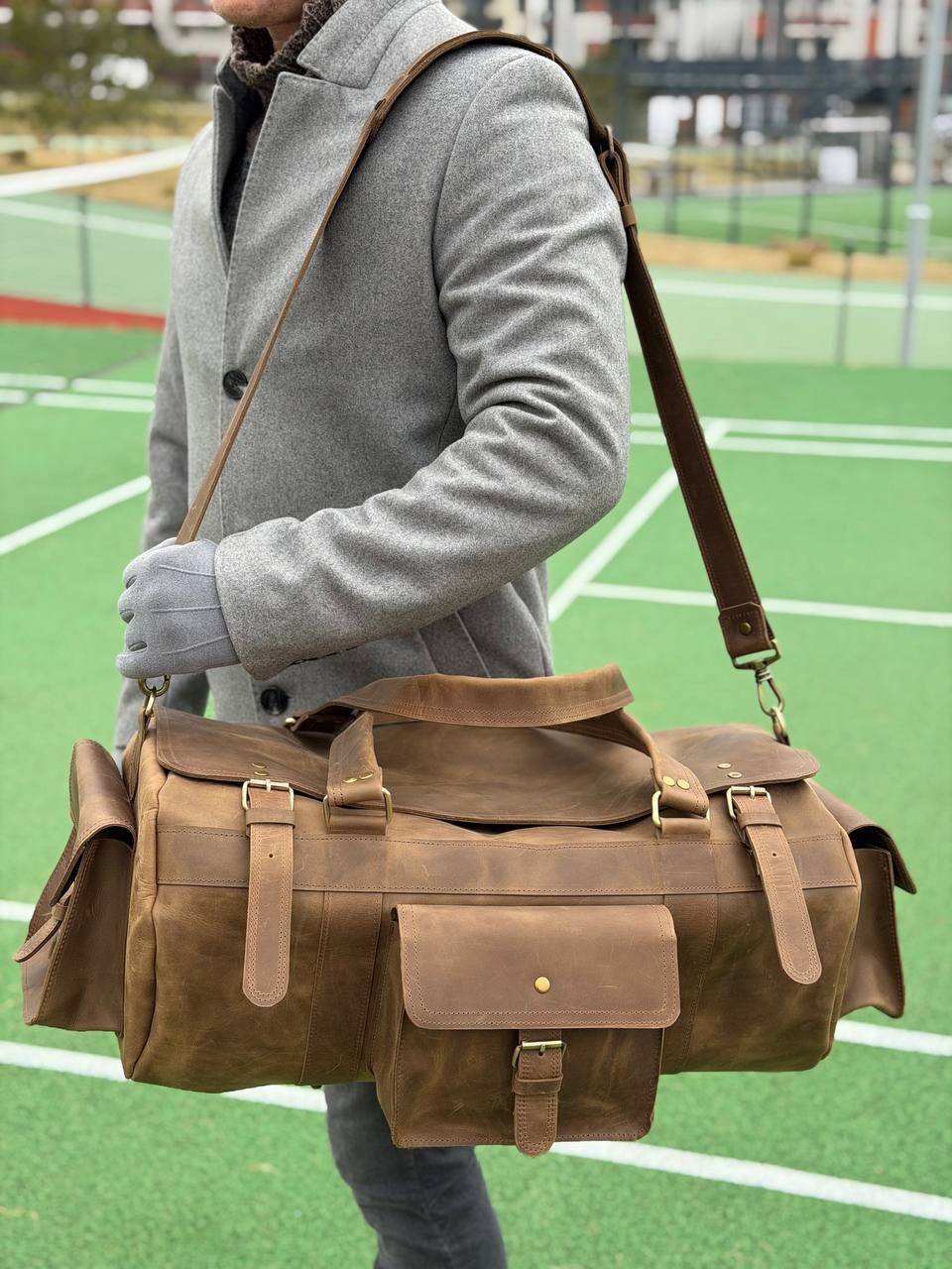 Handmade Genuine vintage leather travel bag. Duffel Bag. Handmade Size ONE SIZE - 3 Thumbnail