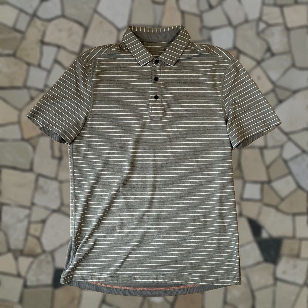 Lululemon Lululemon Chip Shot Polo Shirt Men’s Medium Gray Striped Short Sleeve Size US M / EU 48-50 / 2 - 1 Thumbnail