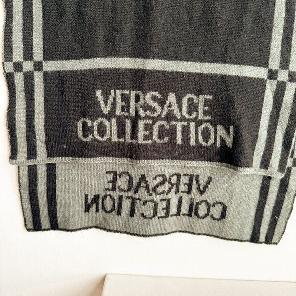 Versace Versace Collection Reversible Wool Blend Grey Scarf Size ONE SIZE - 4 Thumbnail