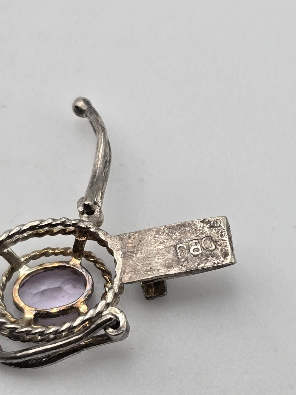 Other Sterling Silver Amethyst Bracelet – Revival Style Oval Links Size ONE SIZE - 7 Thumbnail