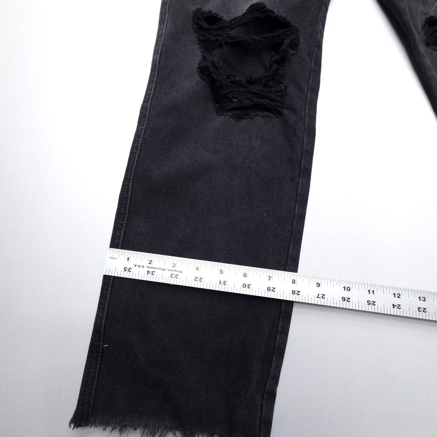 Vintage Flying Monkey Black Label Hgh Rise Straight Jeans Womens 29 x 28 Distressed NWT Size 29" - 5 Thumbnail