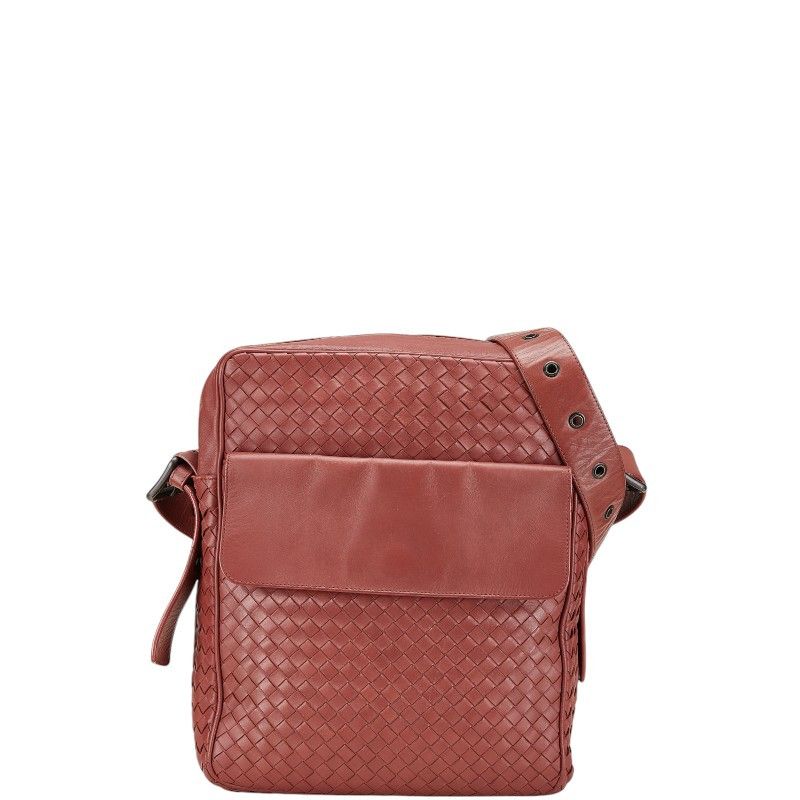 Bottega Veneta Bottega Veneta Intrecciato Leather Shoulder Bag Leather Crossbody Bag in Red, Women's