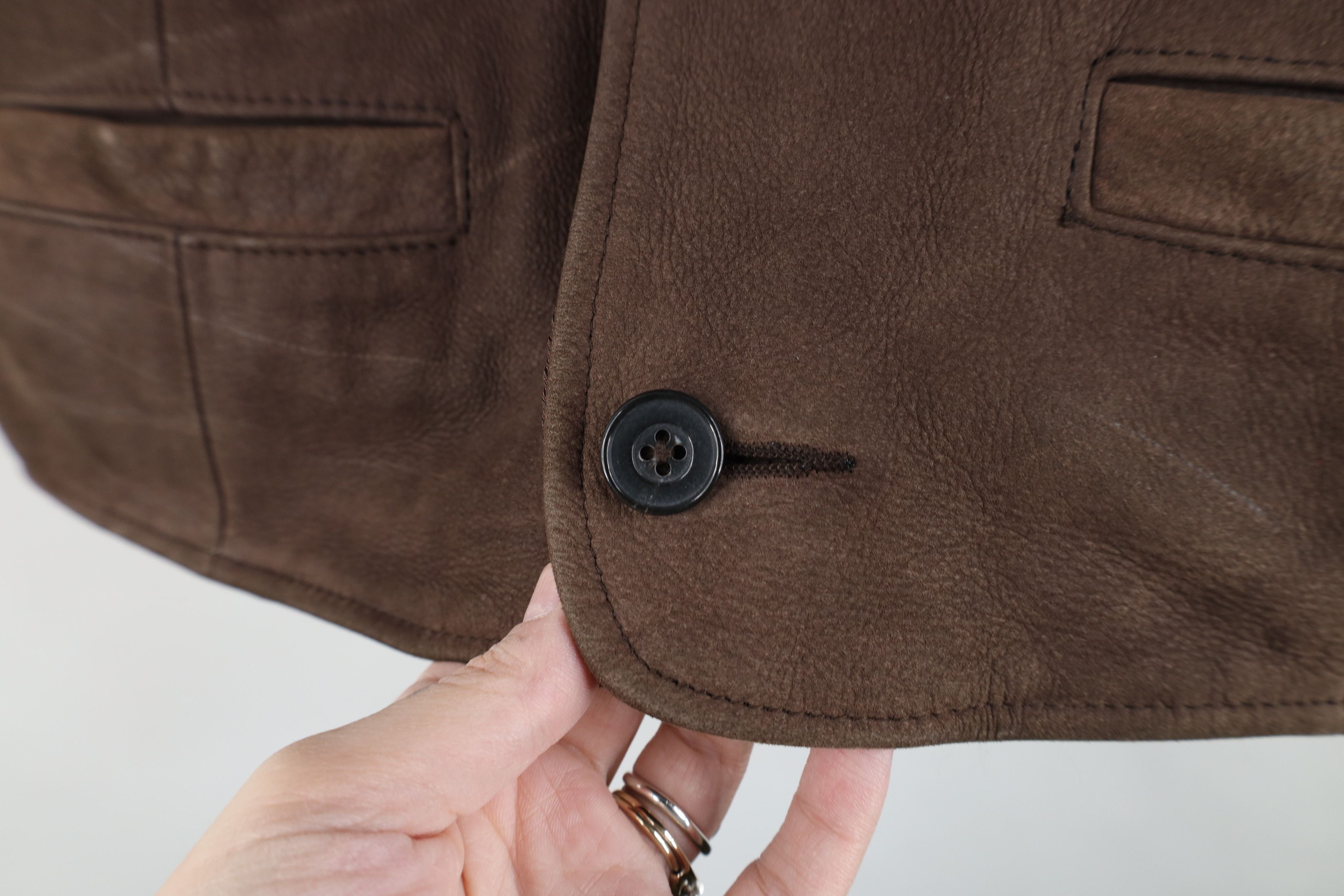 Gap Vintage 90s Gap Buckle Back Suede Leather Vest Jacket Brown Size US M / EU 48-50 / 2 - 6 Thumbnail