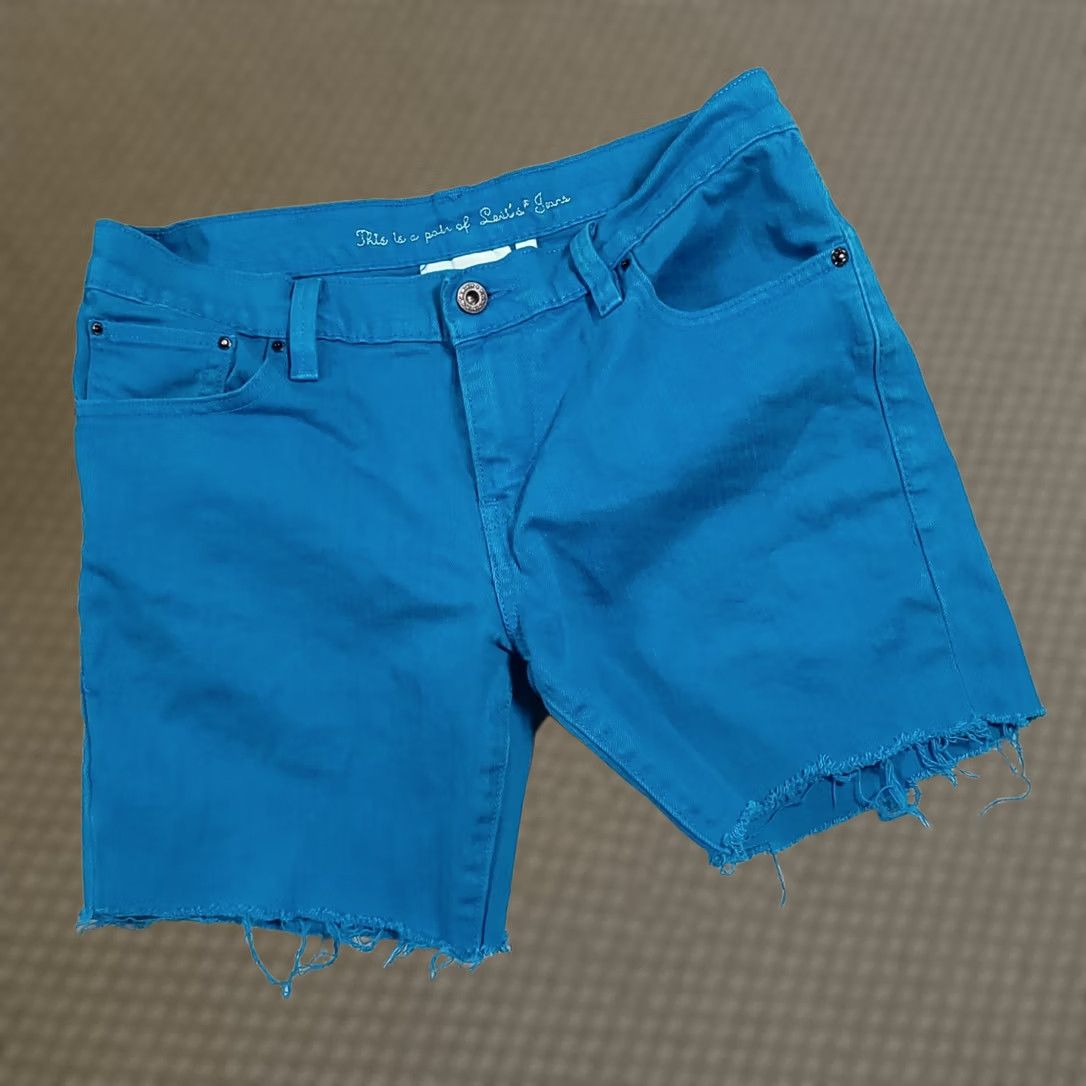 Levi's VINTAGE Levi’s Jean Shorts Cutoff Women's 4 Denim Blue Dyed Low Rise Stretch Size 27" / US 4 / IT 40 - 1 Thumbnail