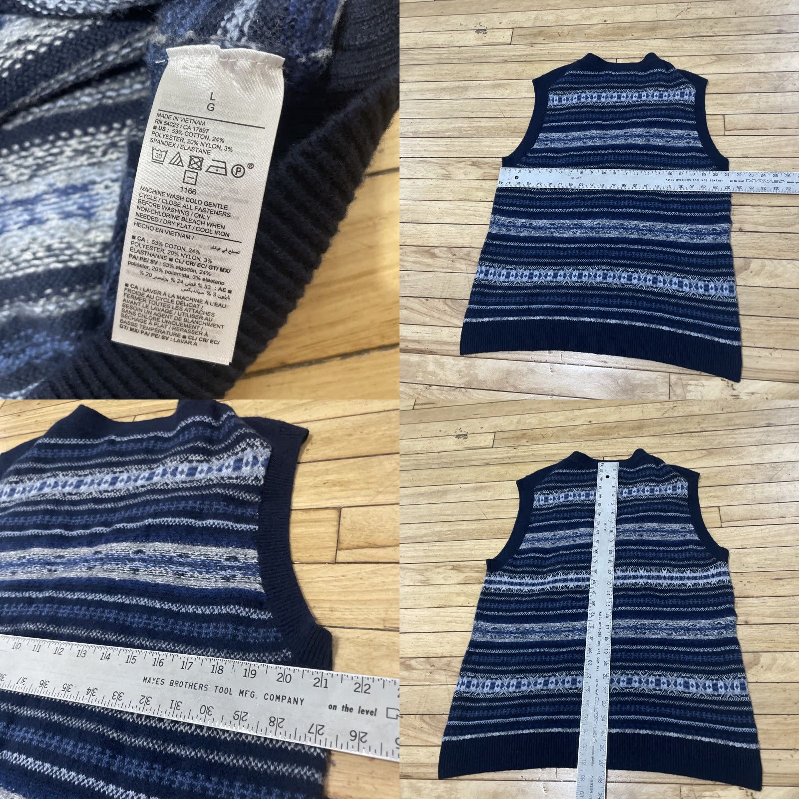 Old Navy Old Navy Sosoft Sweater Men L Blue Stripe Preppy Academia Knit Cardigan Vest 42" Size US L / EU 52-54 / 3 - 8 Thumbnail