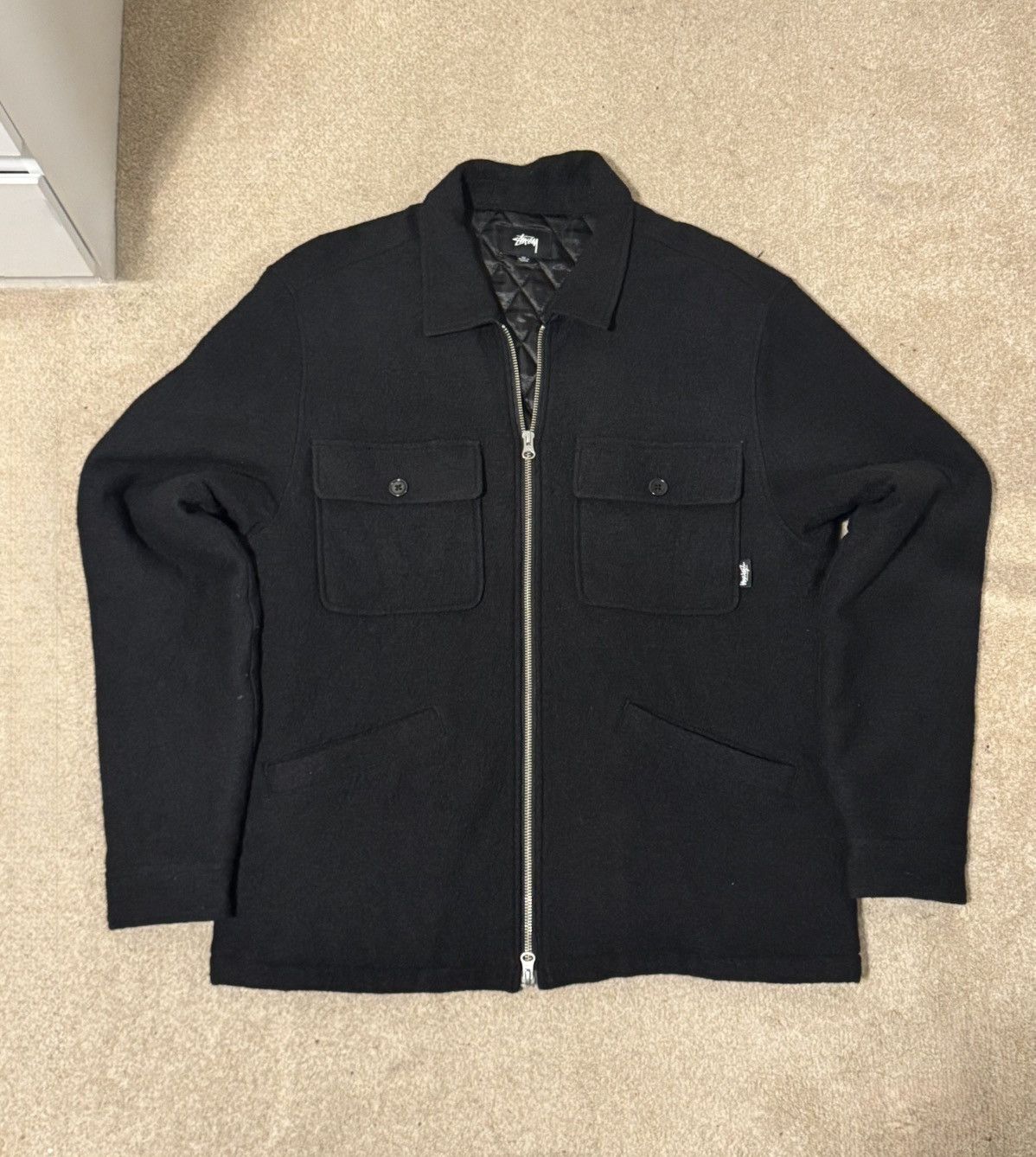ジャケット・アウター stussy patta Boiled Wool Overshirt Buy Stussy x Patta Boiled Wool Overshirt 'Black' - 311042