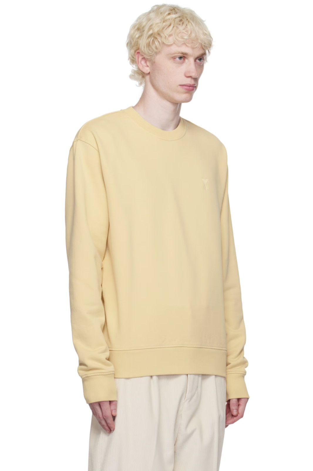 AMI NEW L Beige Vanilla Ami de Cœur Logo Classic Sweat-shirt Size US L / EU 52-54 / 3 - 2 Thumbnail