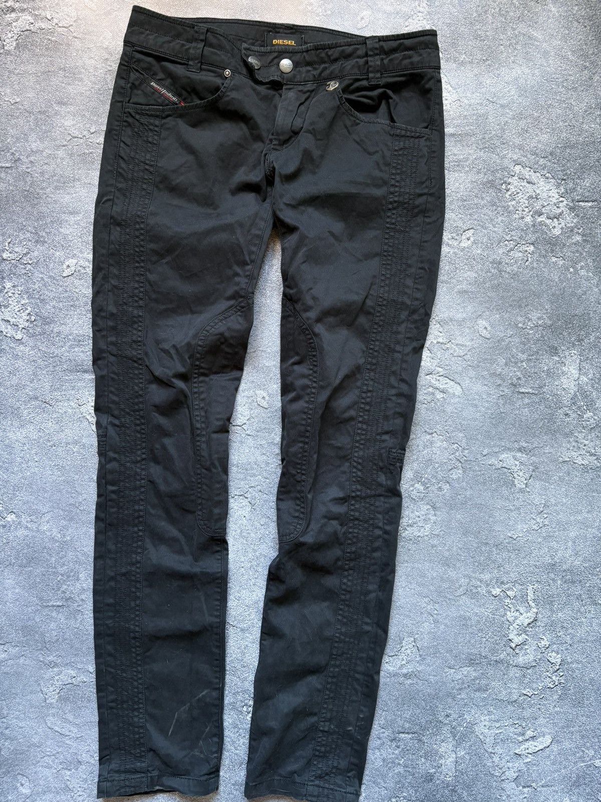 Diesel Vintage 00s Diesel Moto Biker Women’s Black Pants Rare Size 27" / US 4 / IT 40 - 4 Thumbnail