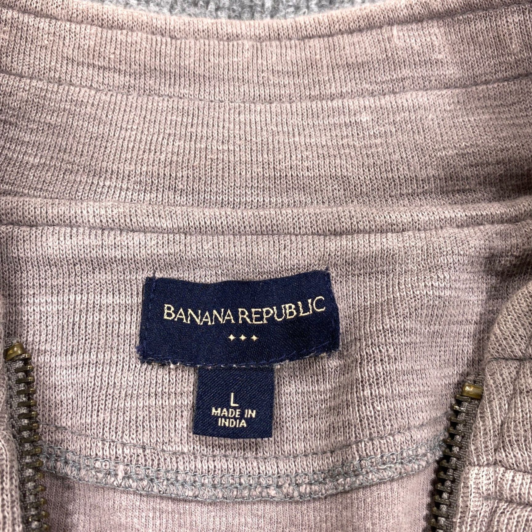 Banana Republic Banana Republic Full Zip Sweater Mens Large Mauve Cotton Slub Mock Neck Size US L / EU 52-54 / 3 - 2 Thumbnail