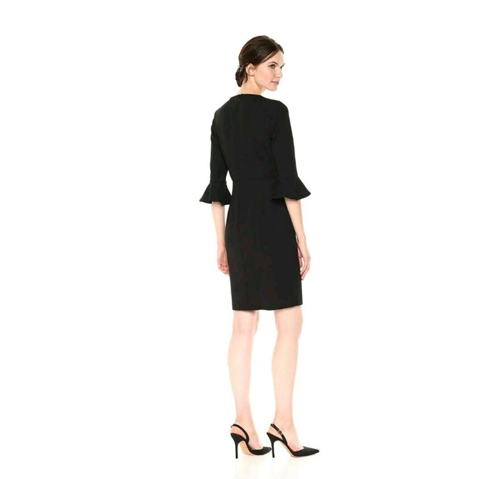 Donna Morgan New Donna Morgan KENDALL 3/4 Ruffle Sleeve Mini Dress Black Size M / US 6-8 / IT 42-44 - 6 Thumbnail