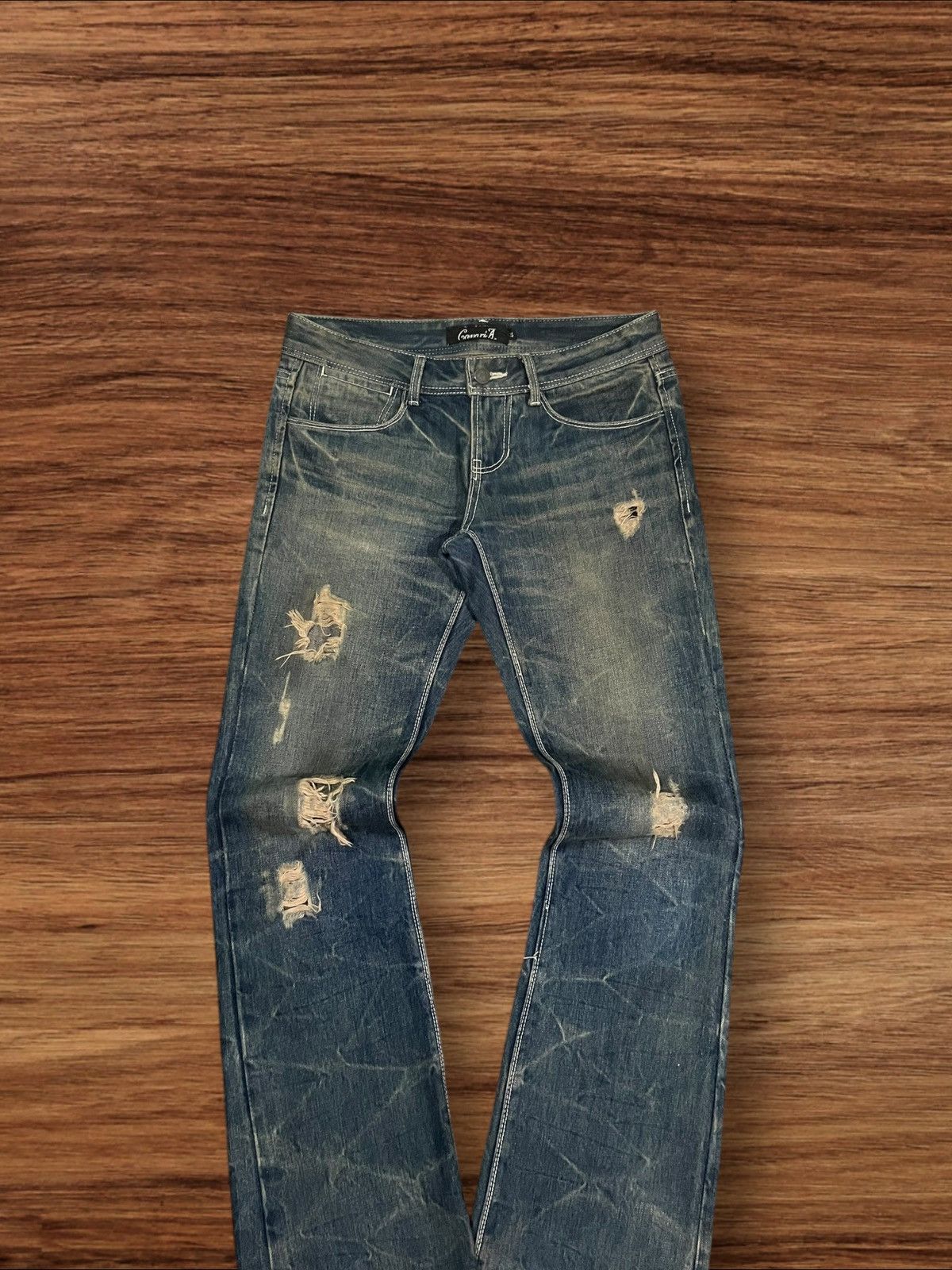 If Six Was Nine Vintage Japanese Brand Cavaria Distressed Whisker Flare Jean Size US 30 / EU 46 - 4 Thumbnail