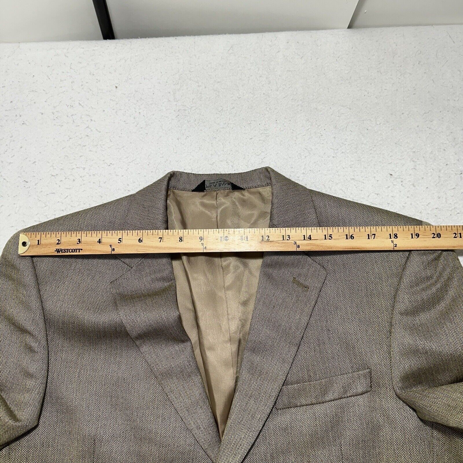 Jos. A. Bank Jos. A. Bank 42R Silk Camel Hair Herringbone Suit Jacket Size 42R - 13 Thumbnail
