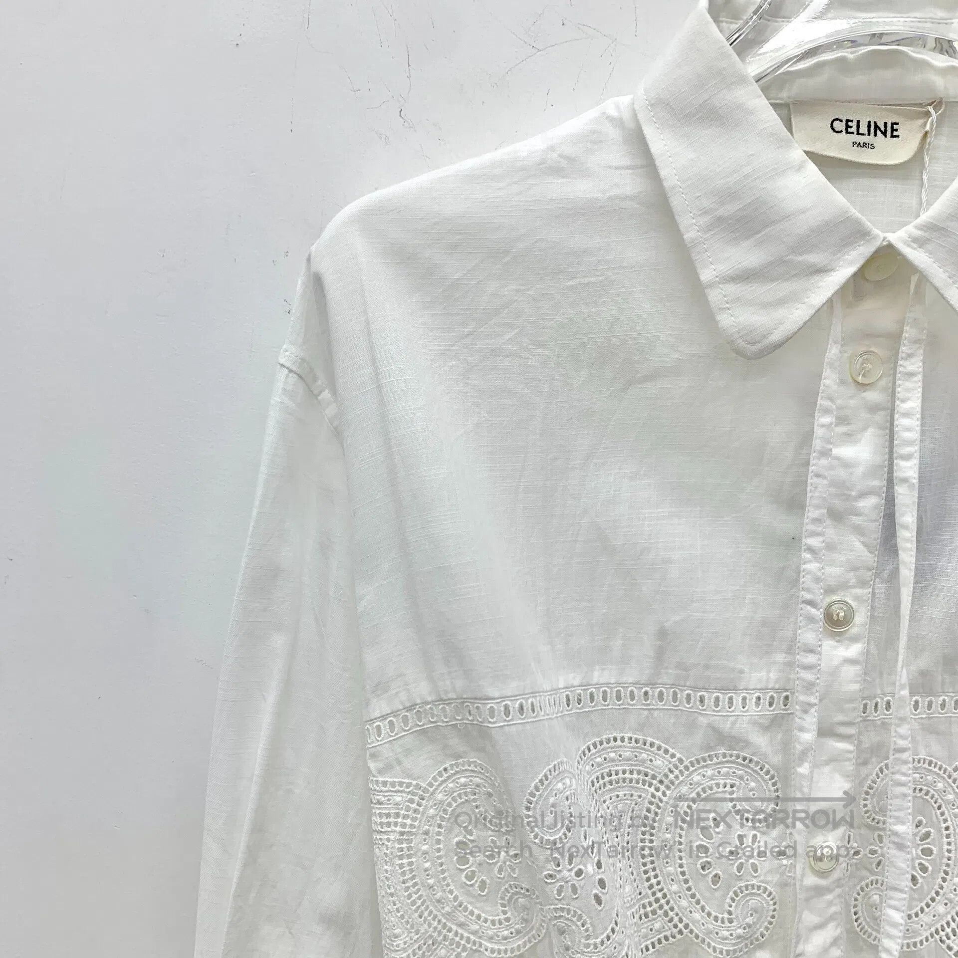 Celine CELINE White Triumph Arch Embroidered Cotton Reversible Co Size XS / US 0-2 / IT 36-38 - 3 Thumbnail