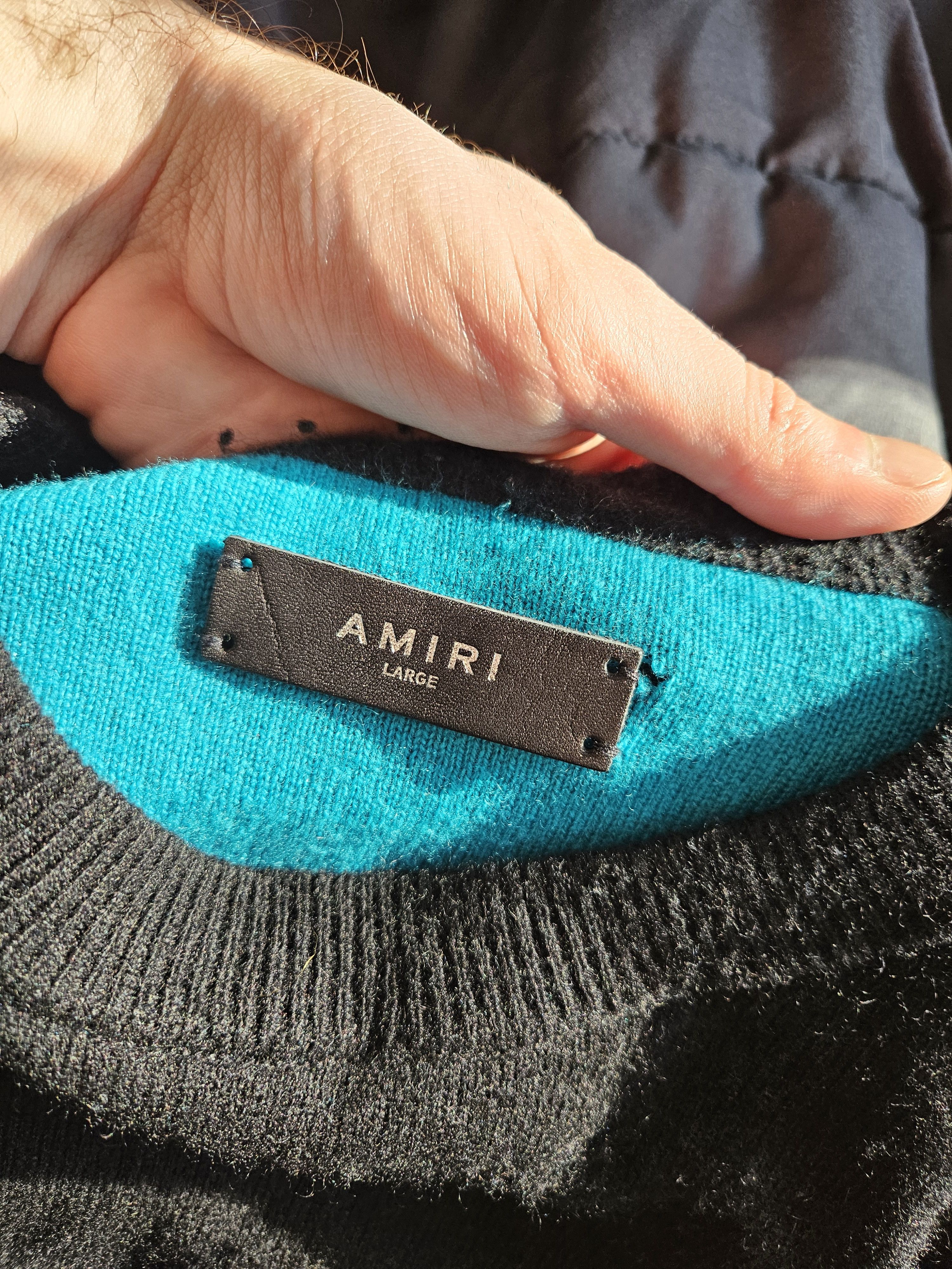 Amiri Cashmere Black Blue Core Logo Knit Crewneck Sweater Size US L / EU 52-54 / 3 - 4 Thumbnail