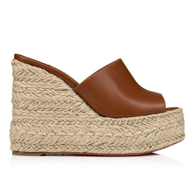 Christian Louboutin os11x0526 Ariella Zeppa 130mm Wedge Espadrilles Mules Brown Size US 11 / IT 41 - 1 Thumbnail