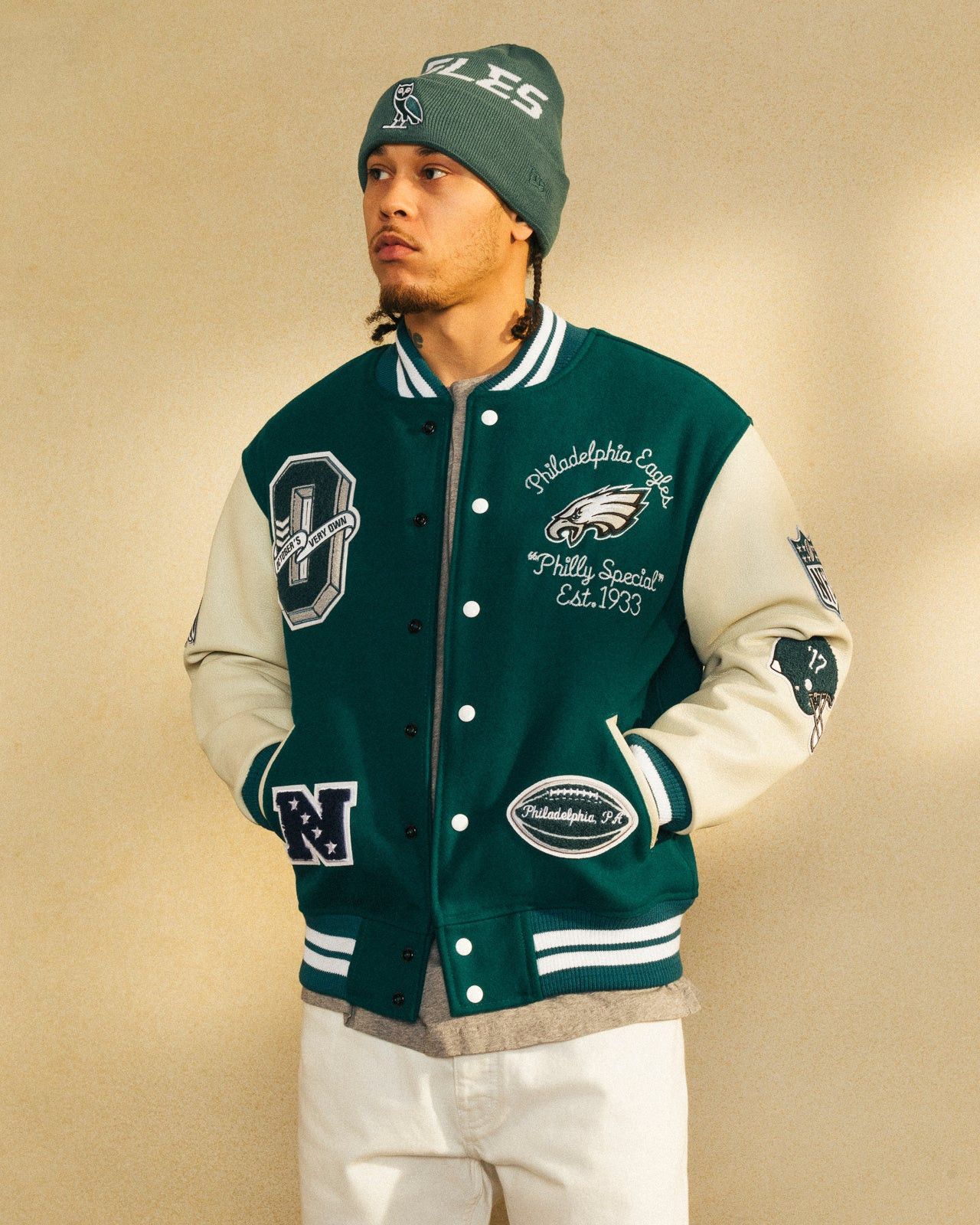 Drake OVO x NFL PHILADELPHIA EAGLES VARSITY JACKET Size US L / EU 52-54 / 3 - 2 Thumbnail